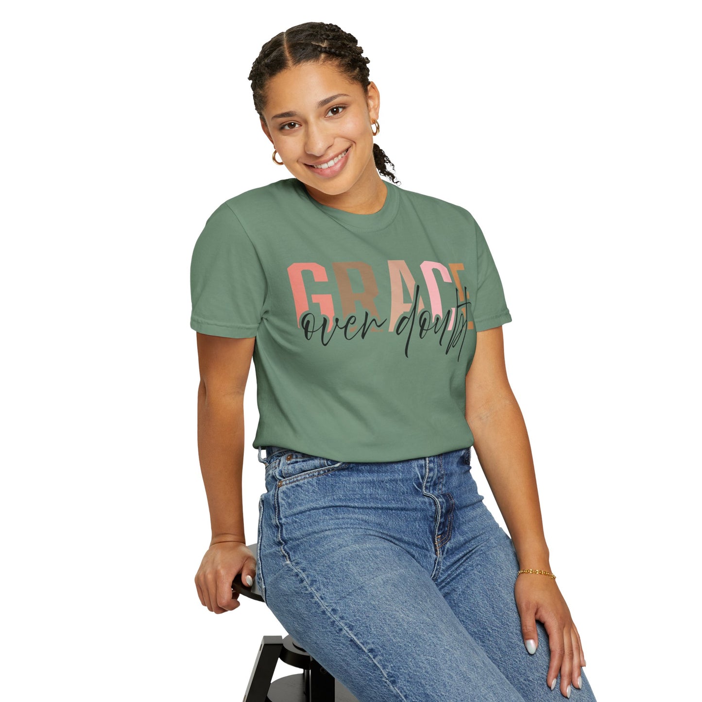 Grace Over Doubt T-Shirt - Unisex Garment-Dyed Tee, Inspirational Quote Shirt