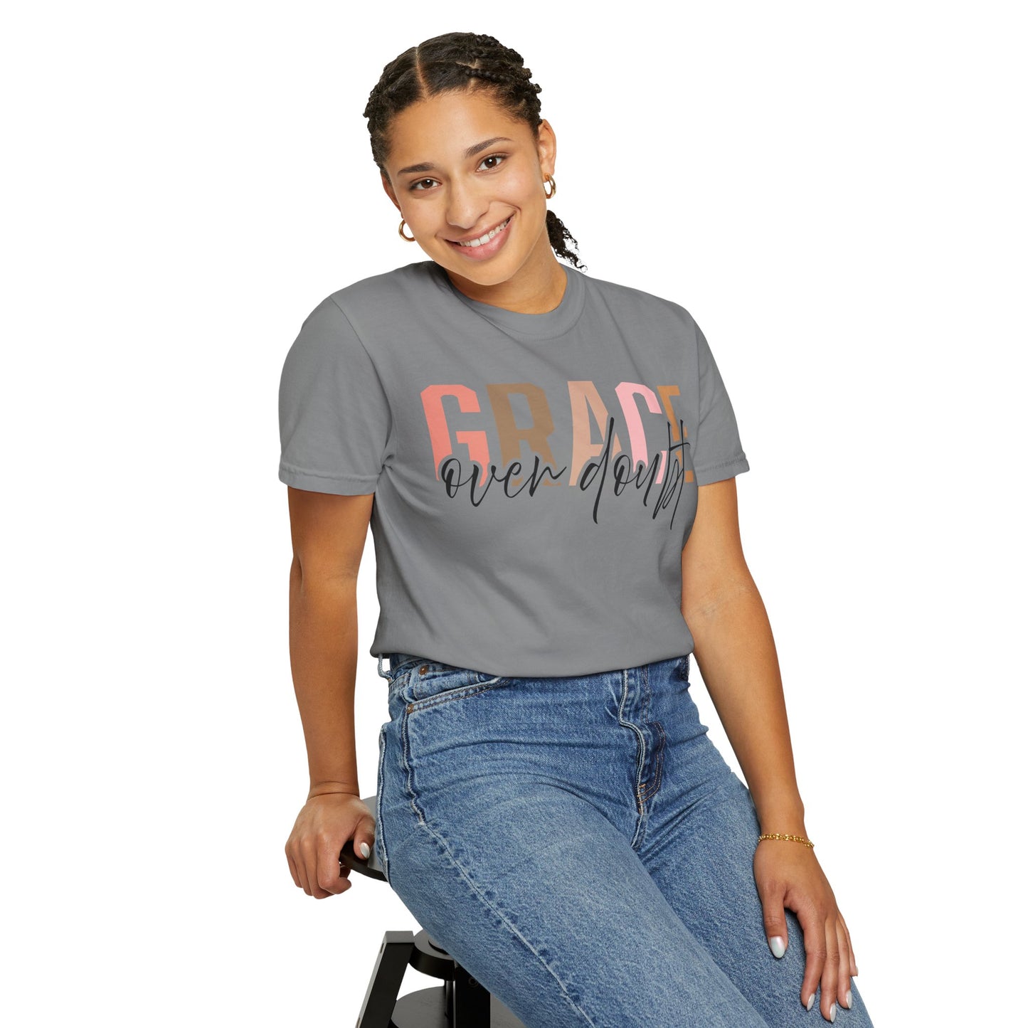 Grace Over Doubt T-Shirt - Unisex Garment-Dyed Tee, Inspirational Quote Shirt