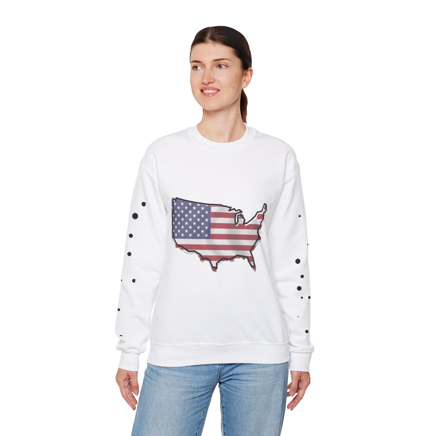 Cozy USA Unisex Sweatshirt, Warm Crewneck with American Map, Comfortable Pullover, Soft Cotton Blend Shirt, Oversized Sweater for Men and Women