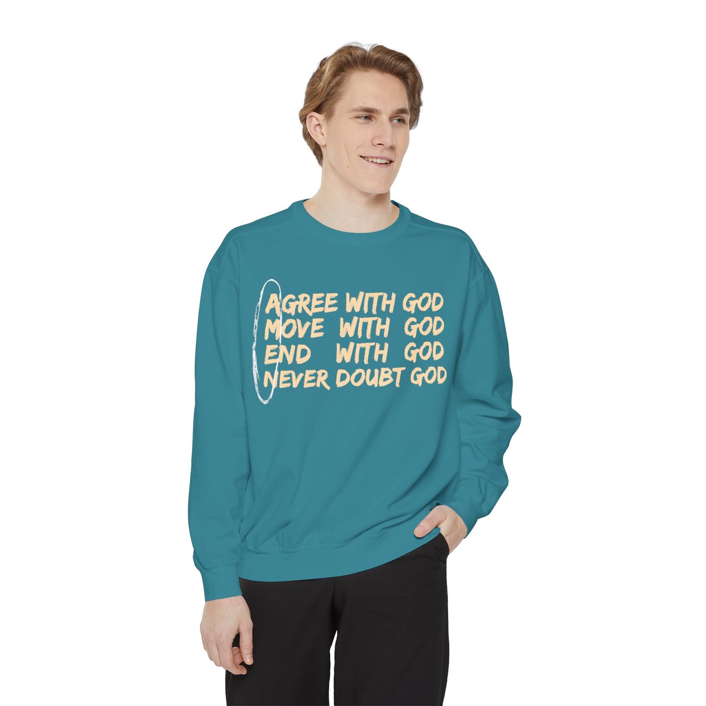 Positive Garment-Dyed Sweatshirt - Inspirational Motivational Jumper Cozy Crewneck