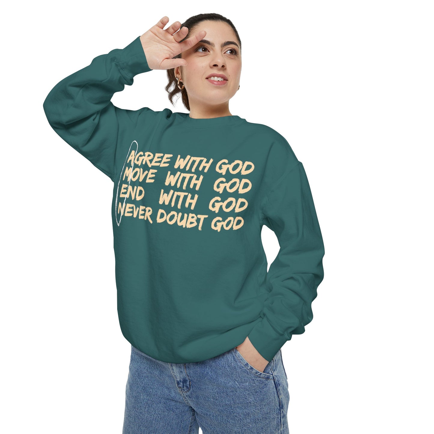 Positive Garment-Dyed Sweatshirt - Inspirational Motivational Jumper Cozy Crewneck