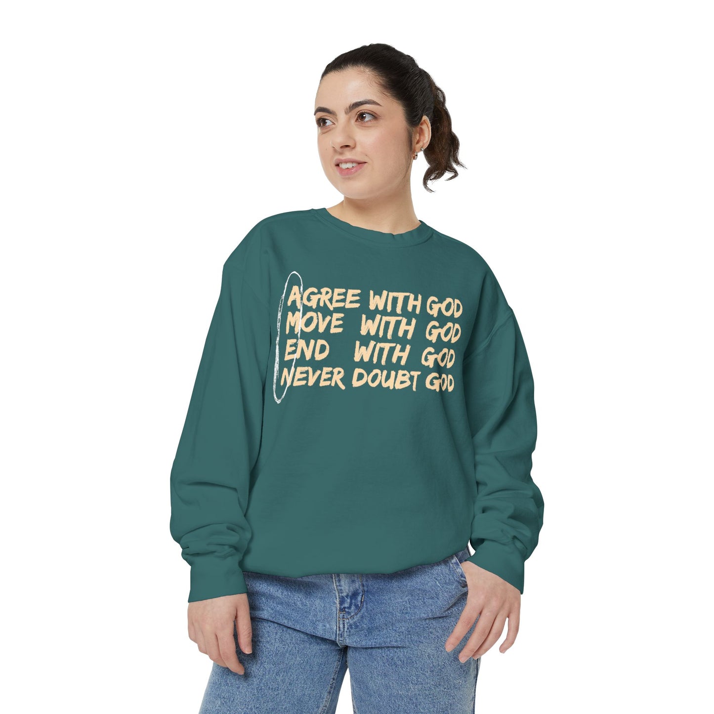 Positive Garment-Dyed Sweatshirt - Inspirational Motivational Jumper Cozy Crewneck