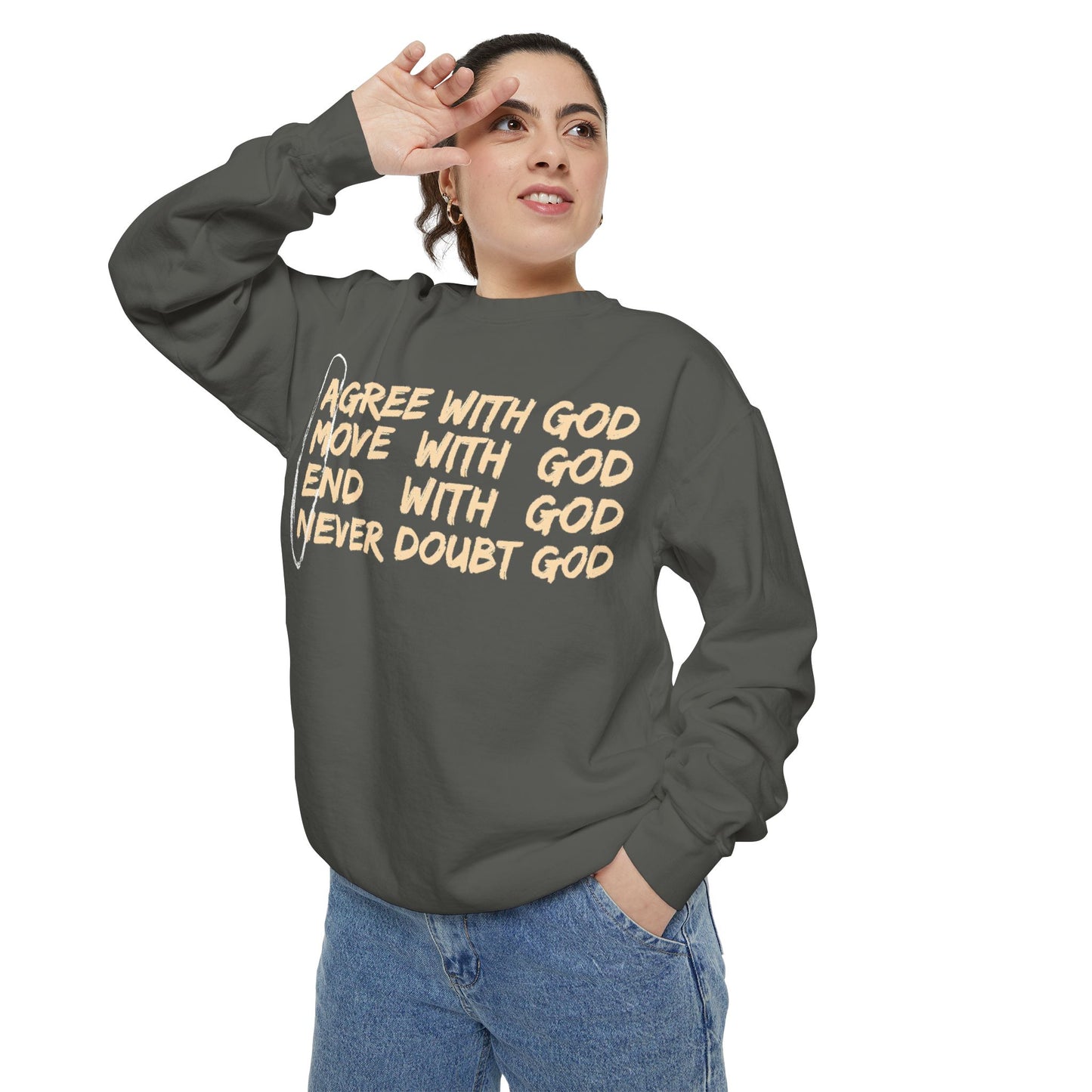Positive Garment-Dyed Sweatshirt - Inspirational Motivational Jumper Cozy Crewneck