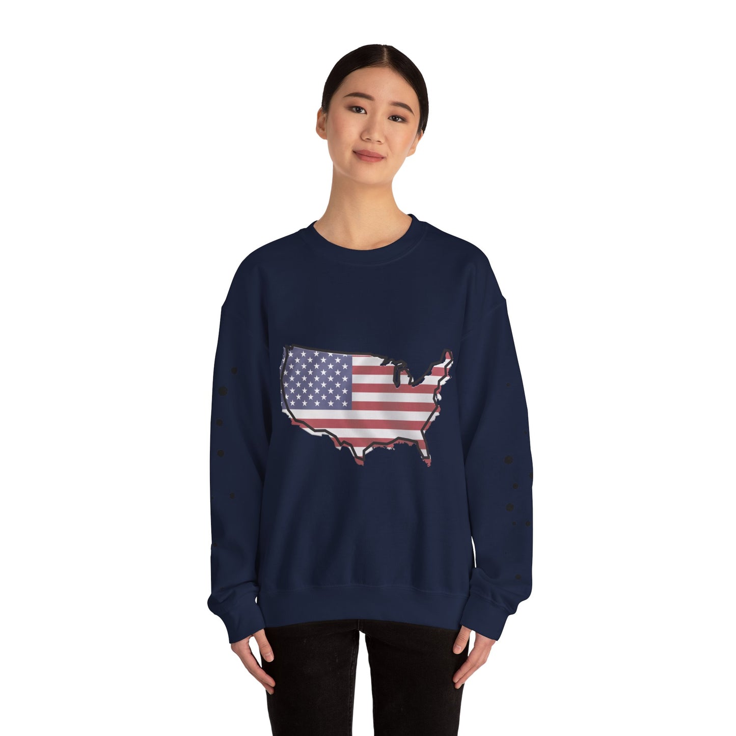 Cozy USA Unisex Sweatshirt, Warm Crewneck with American Map, Comfortable Pullover, Soft Cotton Blend Shirt, Oversized Sweater for Men and Women