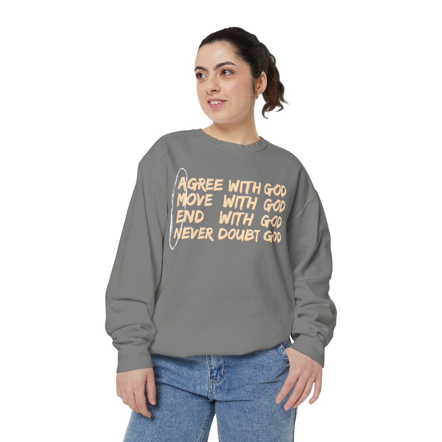Positive Garment-Dyed Sweatshirt - Inspirational Motivational Jumper Cozy Crewneck