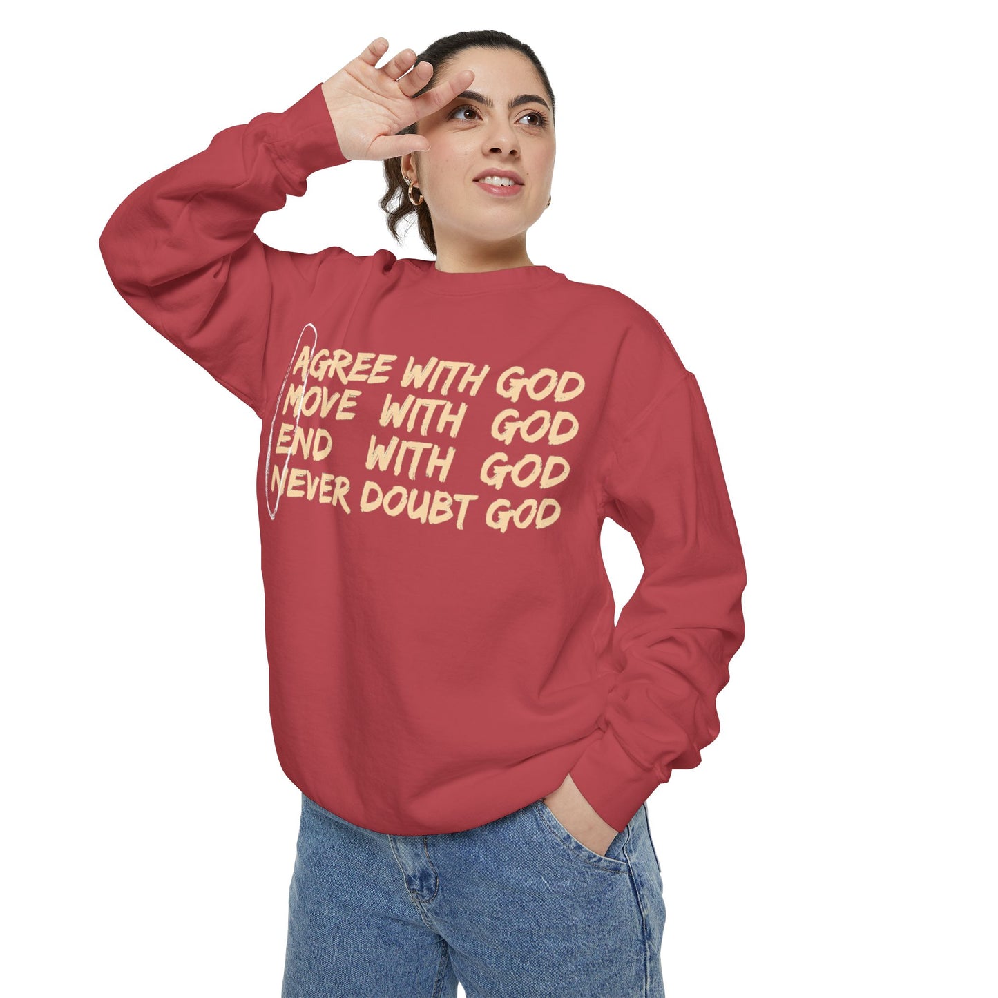 Positive Garment-Dyed Sweatshirt - Inspirational Motivational Jumper Cozy Crewneck