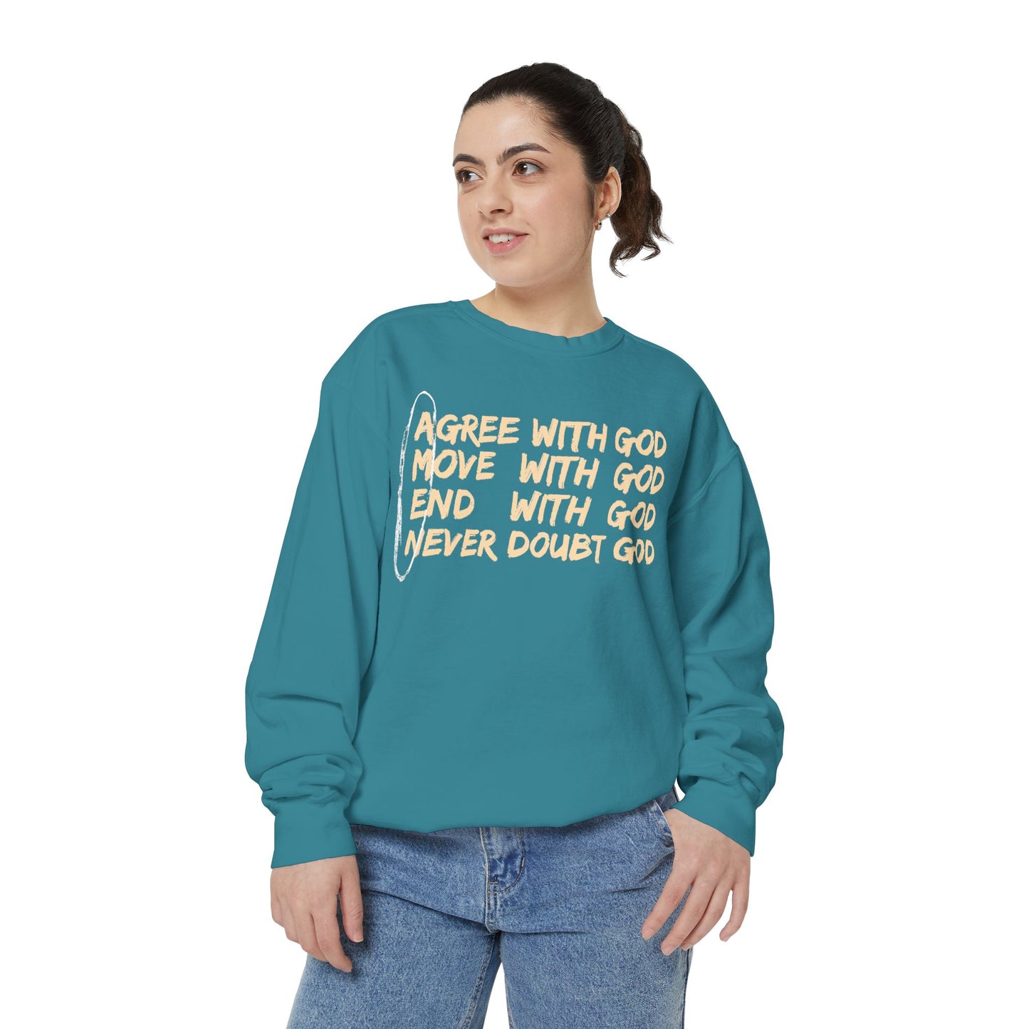 Positive Garment-Dyed Sweatshirt - Inspirational Motivational Jumper Cozy Crewneck