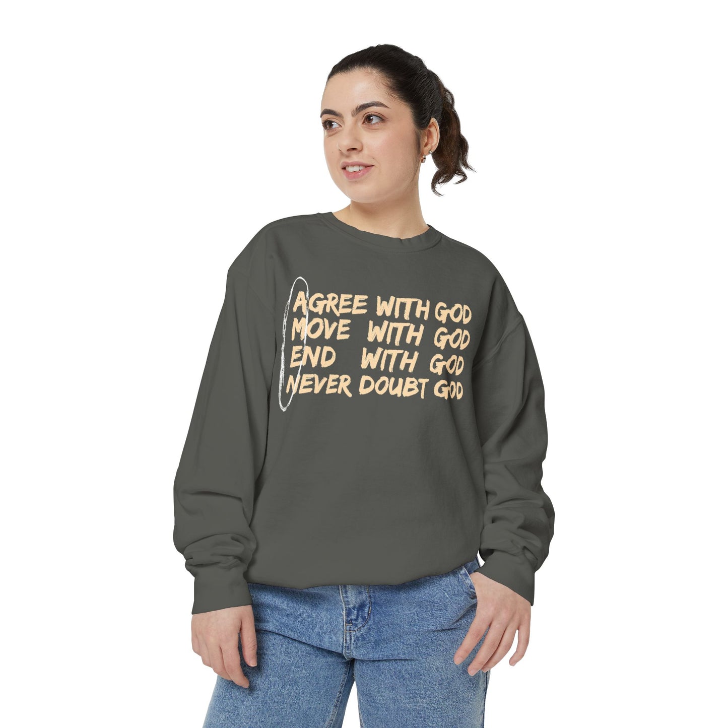 Positive Garment-Dyed Sweatshirt - Inspirational Motivational Jumper Cozy Crewneck