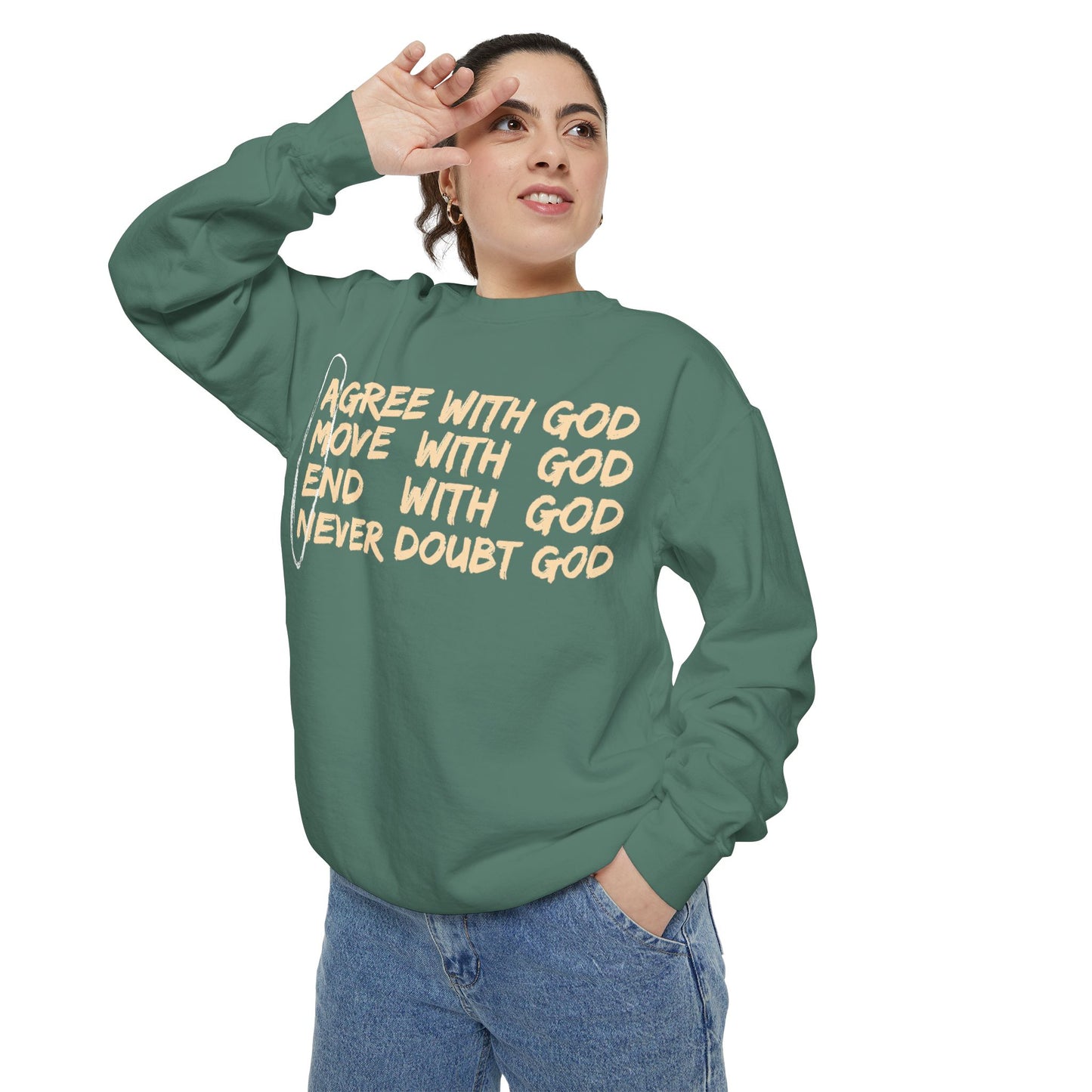 Positive Garment-Dyed Sweatshirt - Inspirational Motivational Jumper Cozy Crewneck