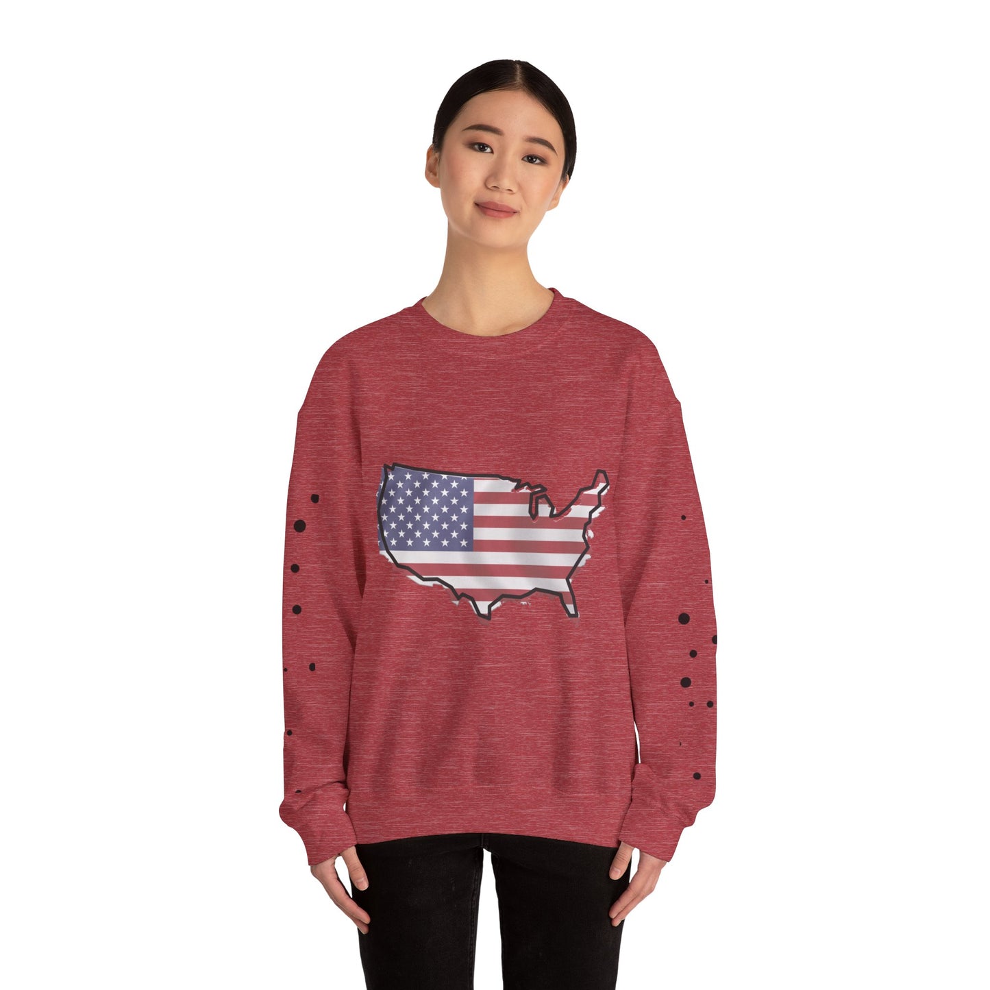 Cozy USA Unisex Sweatshirt, Warm Crewneck with American Map, Comfortable Pullover, Soft Cotton Blend Shirt, Oversized Sweater for Men and Women