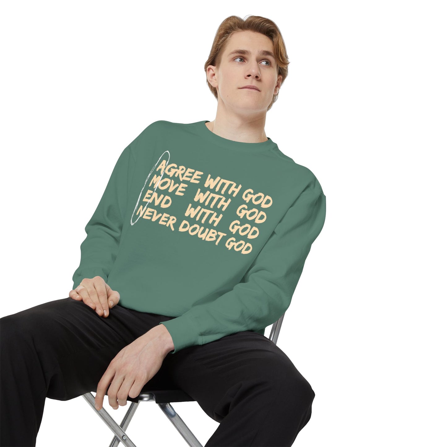 Positive Garment-Dyed Sweatshirt - Inspirational Motivational Jumper Cozy Crewneck