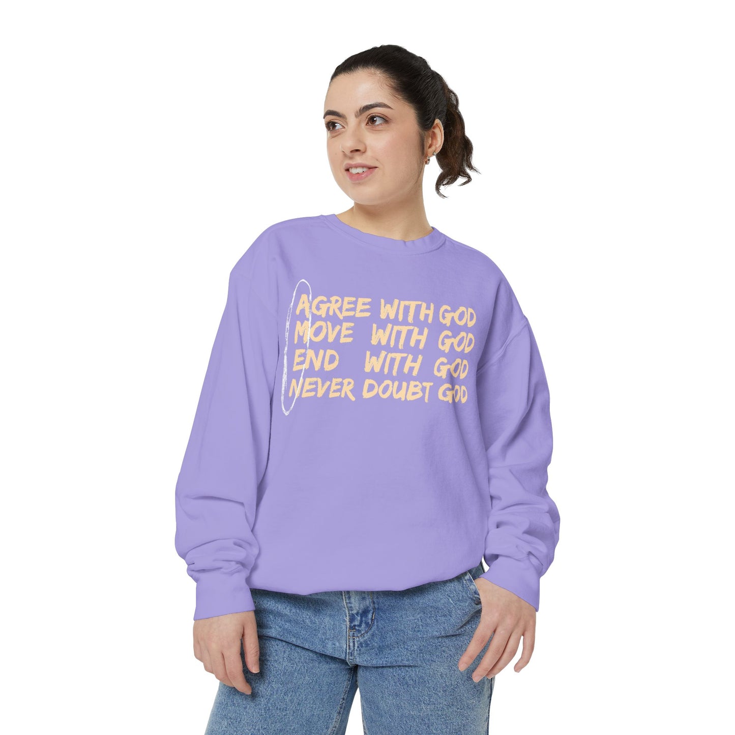 Positive Garment-Dyed Sweatshirt - Inspirational Motivational Jumper Cozy Crewneck