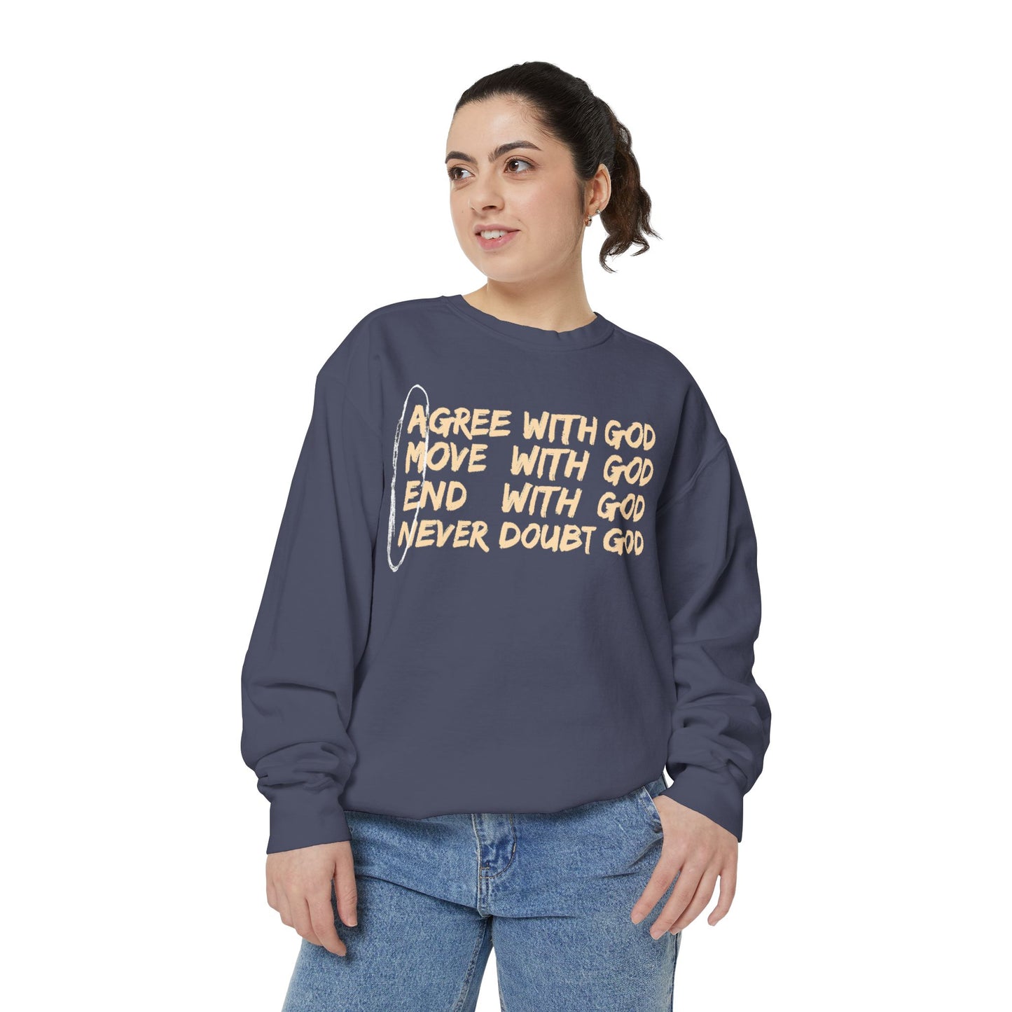 Positive Garment-Dyed Sweatshirt - Inspirational Motivational Jumper Cozy Crewneck