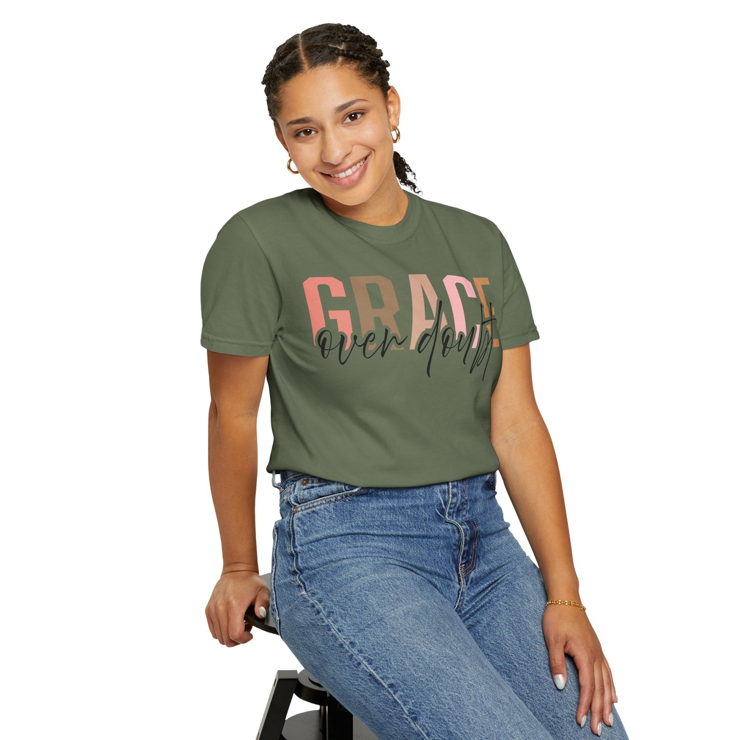 Grace Over Doubt T-Shirt - Unisex Garment-Dyed Tee, Inspirational Quote Shirt