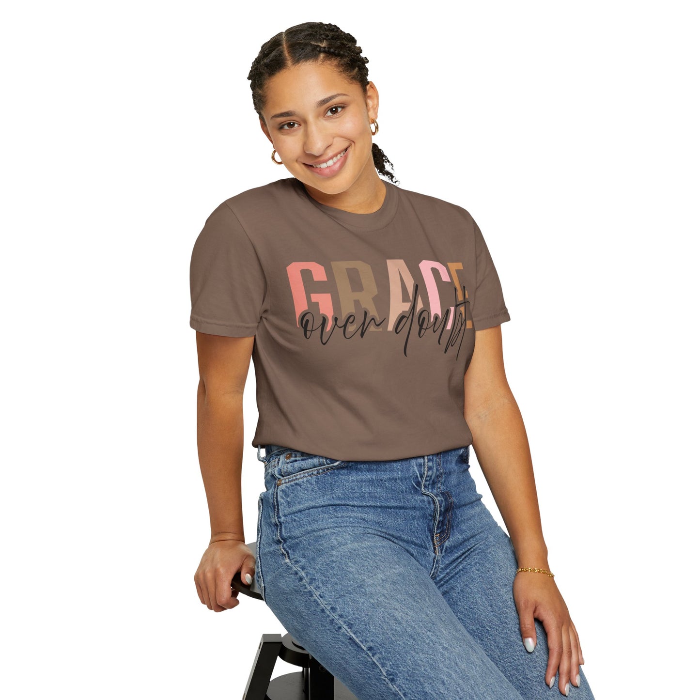 Grace Over Doubt T-Shirt - Unisex Garment-Dyed Tee, Inspirational Quote Shirt
