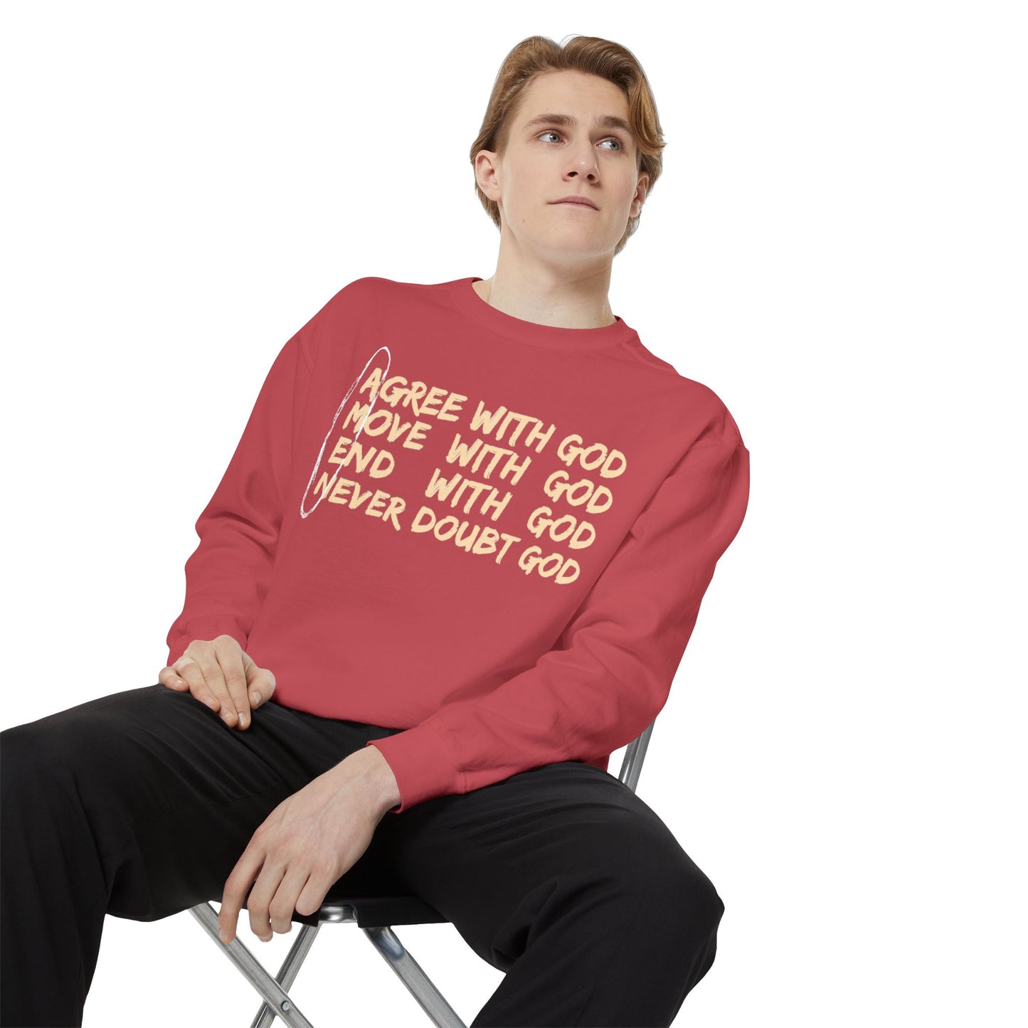 Positive Garment-Dyed Sweatshirt - Inspirational Motivational Jumper Cozy Crewneck