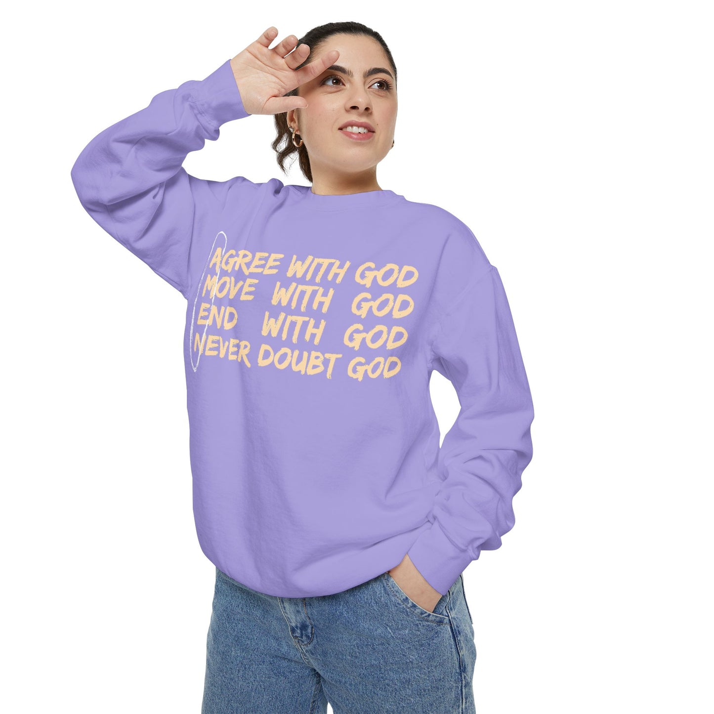 Positive Garment-Dyed Sweatshirt - Inspirational Motivational Jumper Cozy Crewneck