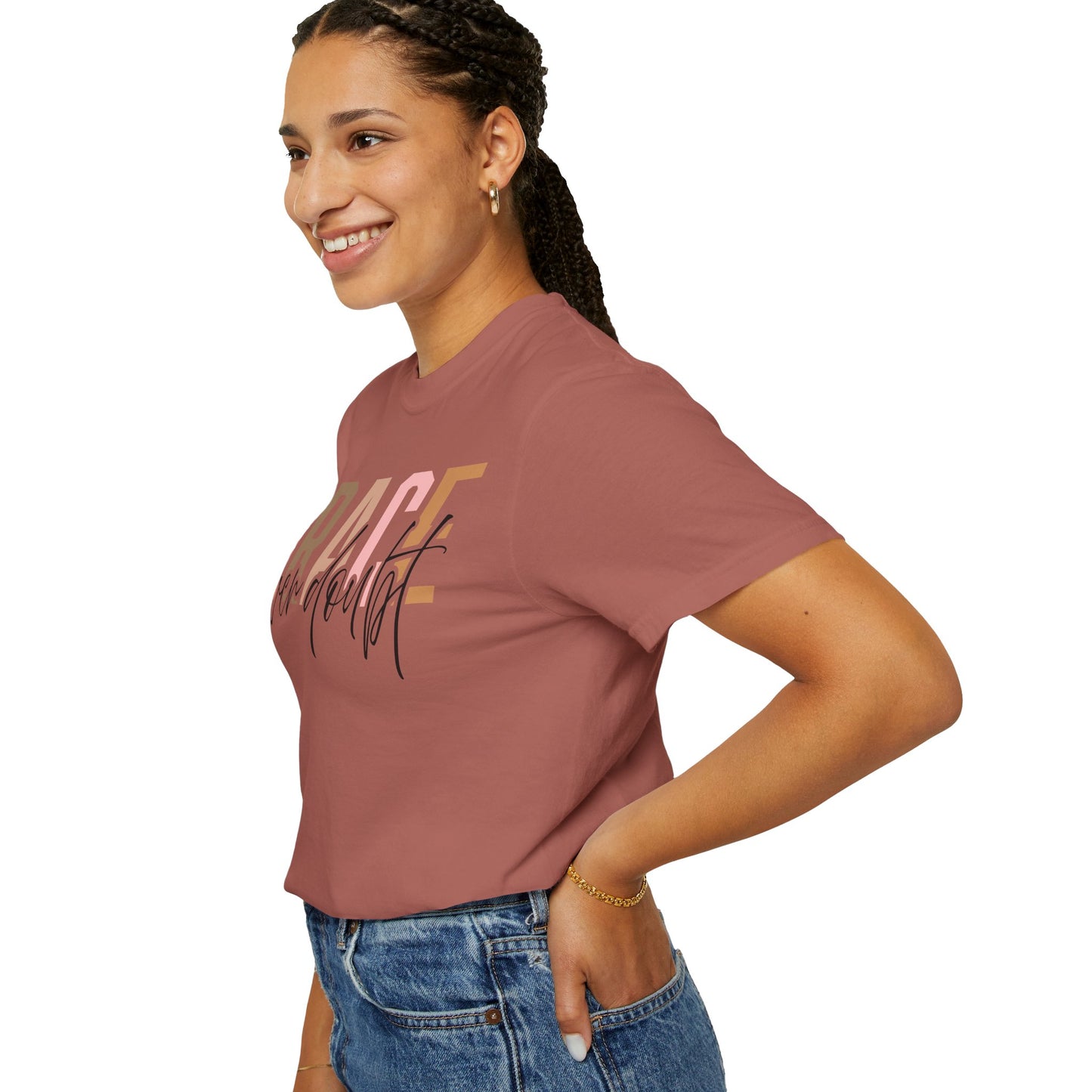 Grace Over Doubt T-Shirt - Unisex Garment-Dyed Tee, Inspirational Quote Shirt