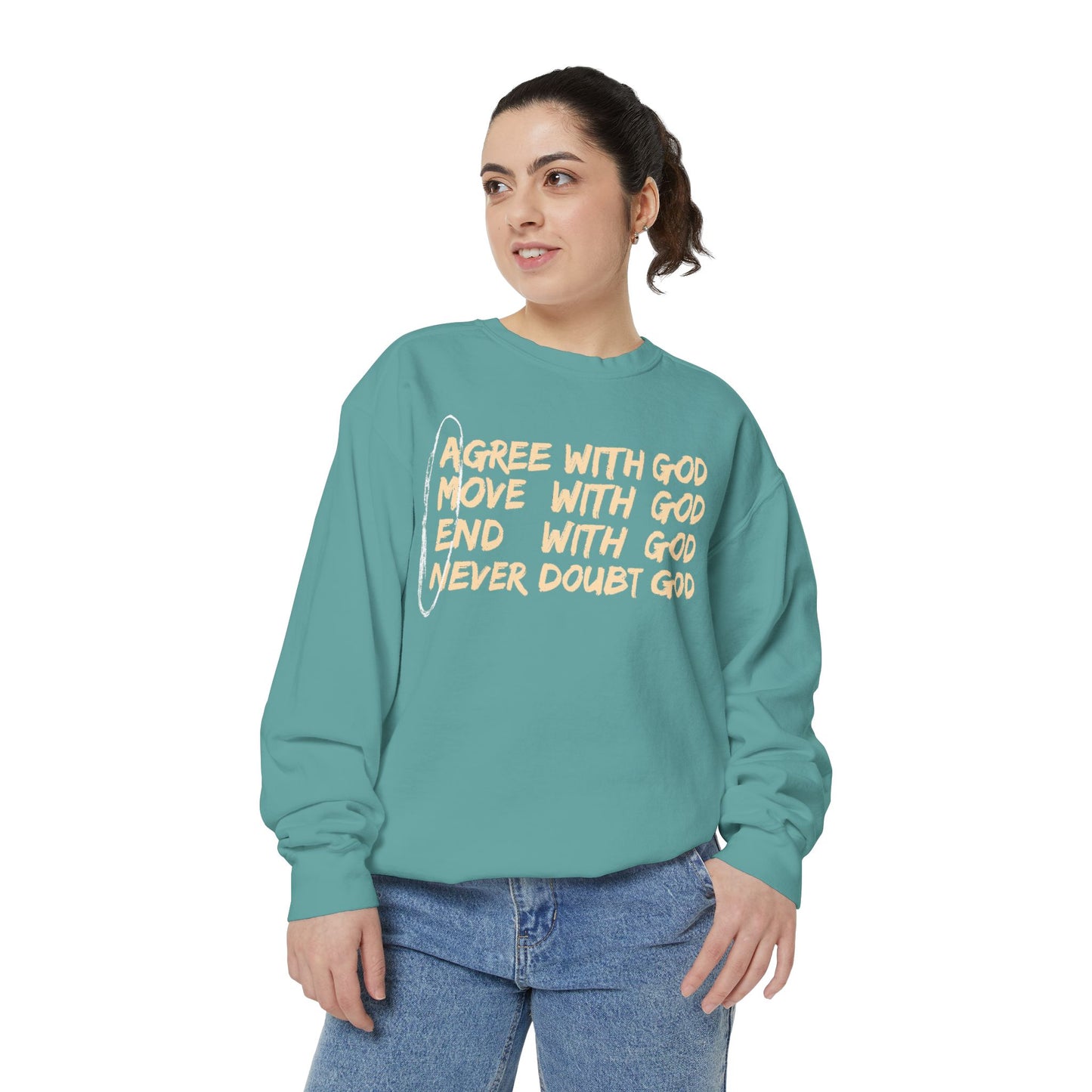 Positive Garment-Dyed Sweatshirt - Inspirational Motivational Jumper Cozy Crewneck