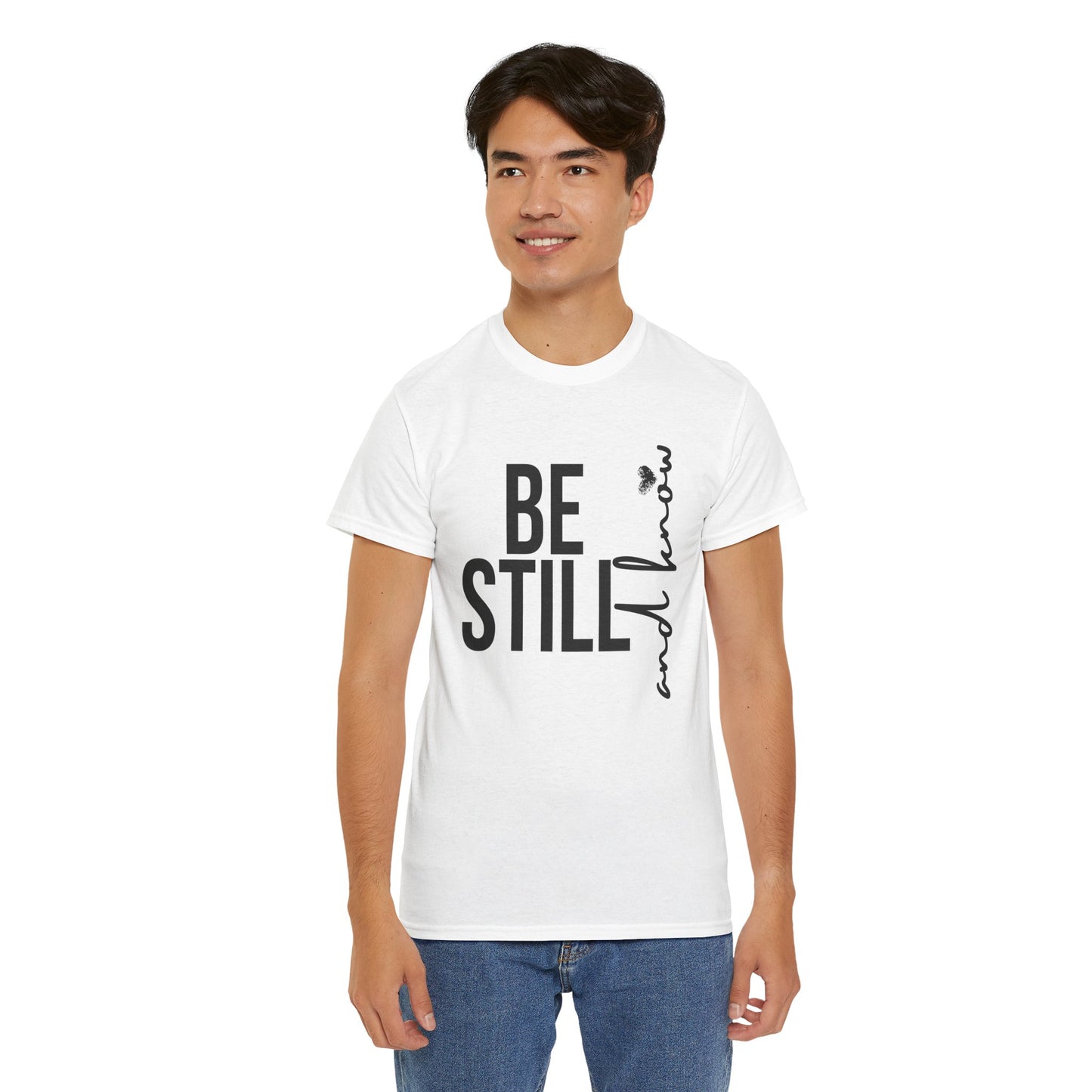 Inspirational Unisex Heavy Cotton Tee - "Be Still and Know" - Perfect for Mindfulness and Everyday Comfort