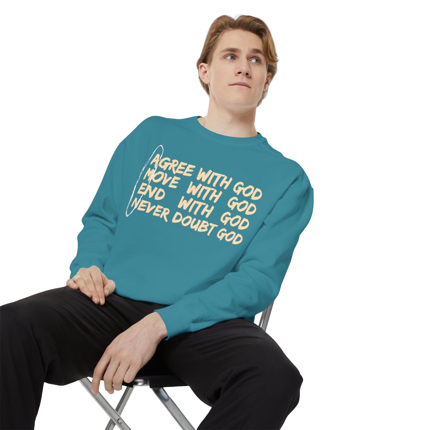 Positive Garment-Dyed Sweatshirt - Inspirational Motivational Jumper Cozy Crewneck