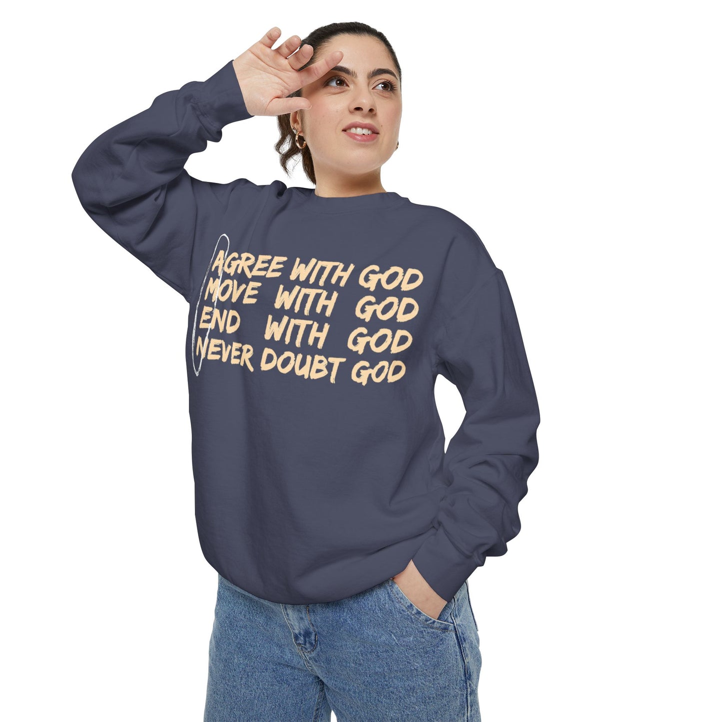 Positive Garment-Dyed Sweatshirt - Inspirational Motivational Jumper Cozy Crewneck