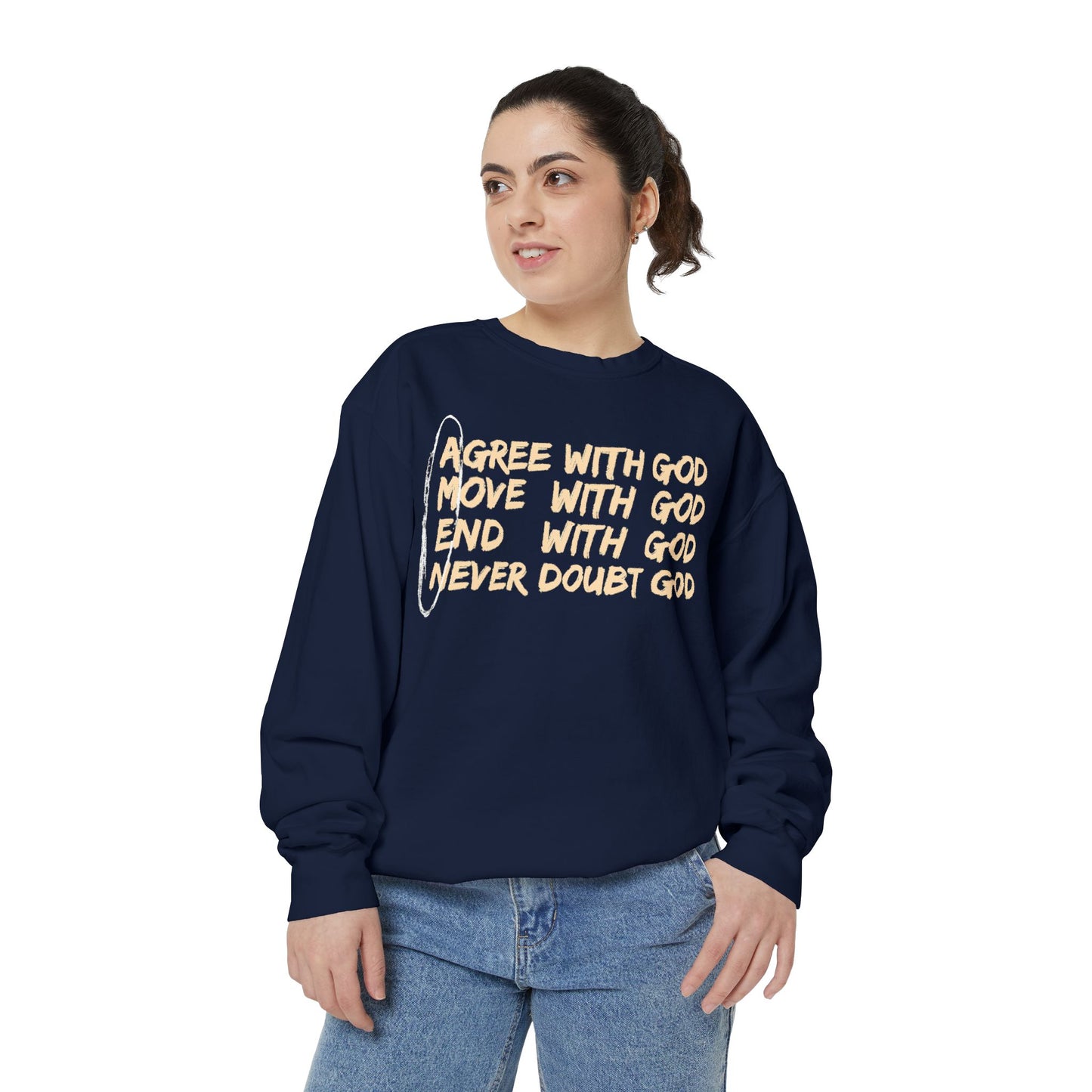 Positive Garment-Dyed Sweatshirt - Inspirational Motivational Jumper Cozy Crewneck