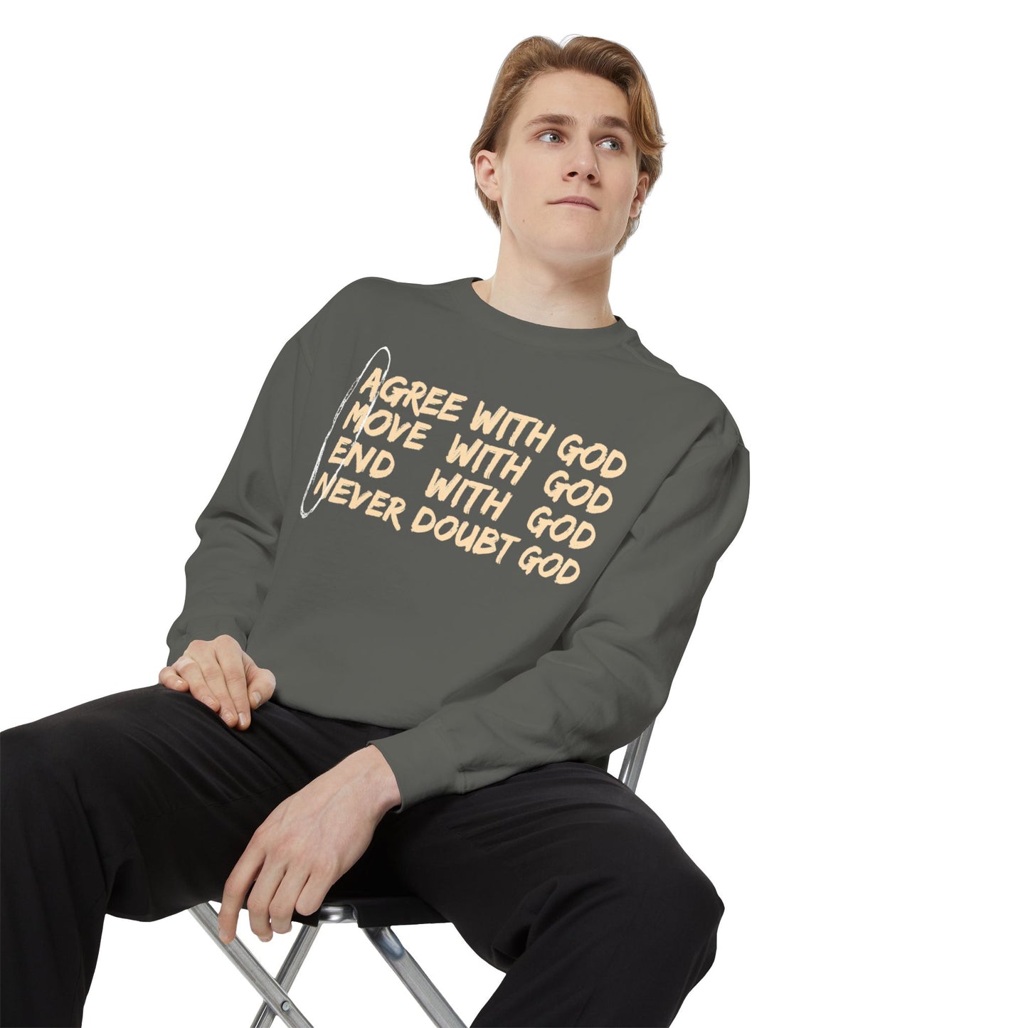 Positive Garment-Dyed Sweatshirt - Inspirational Motivational Jumper Cozy Crewneck