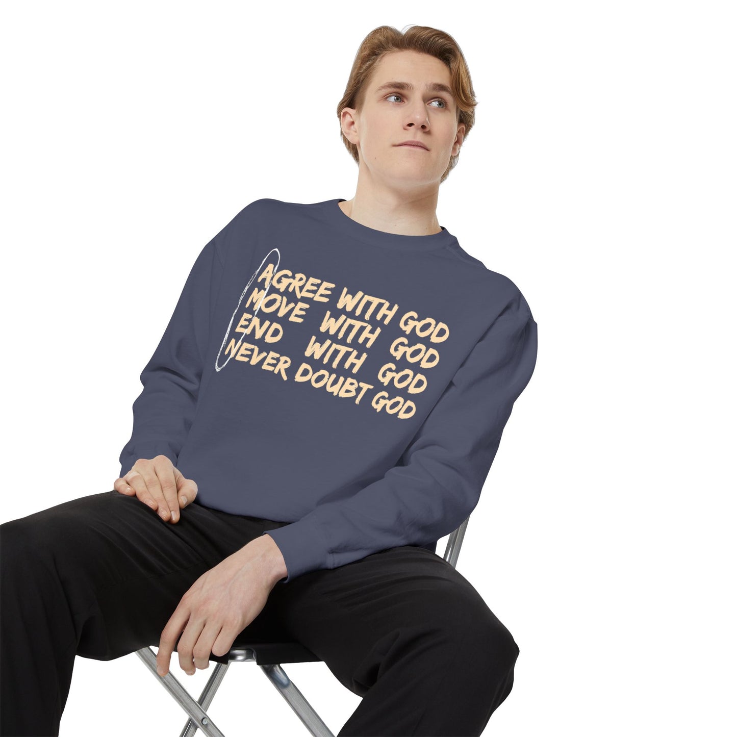 Positive Garment-Dyed Sweatshirt - Inspirational Motivational Jumper Cozy Crewneck