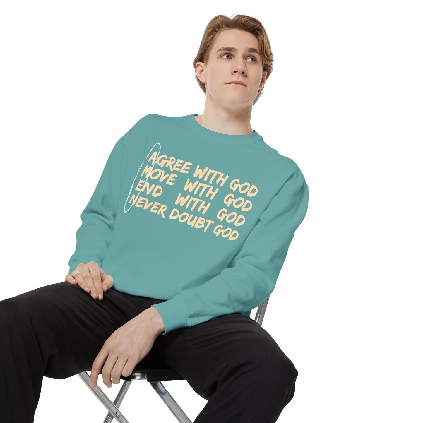 Positive Garment-Dyed Sweatshirt - Inspirational Motivational Jumper Cozy Crewneck