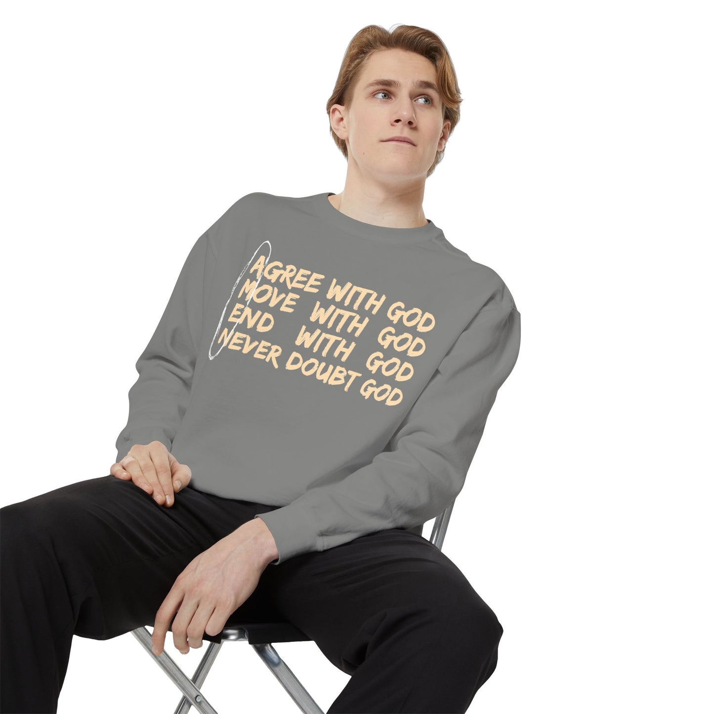 Positive Garment-Dyed Sweatshirt - Inspirational Motivational Jumper Cozy Crewneck