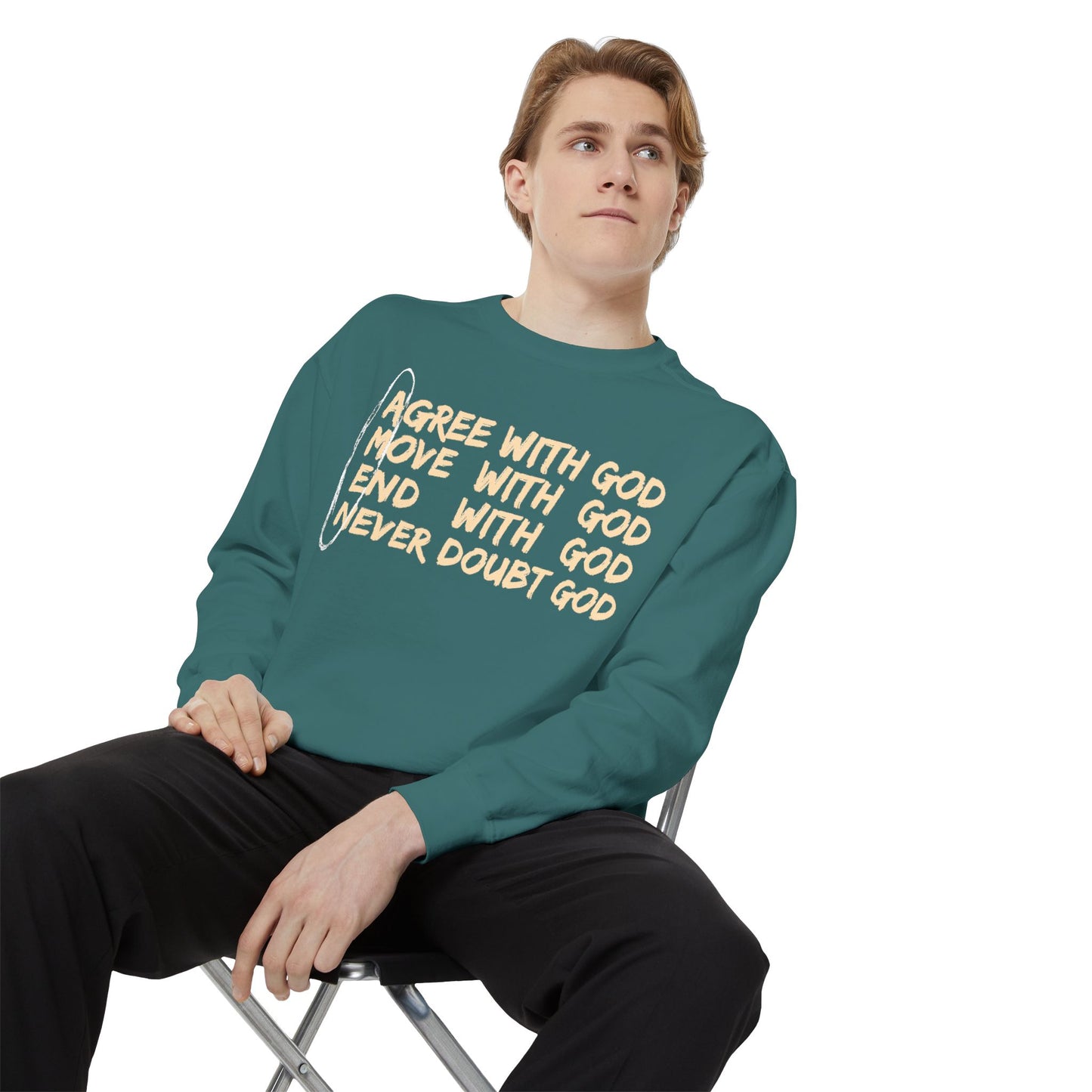 Positive Garment-Dyed Sweatshirt - Inspirational Motivational Jumper Cozy Crewneck