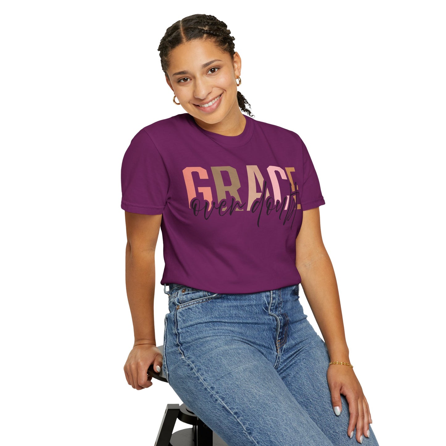 Grace Over Doubt T-Shirt - Unisex Garment-Dyed Tee, Inspirational Quote Shirt