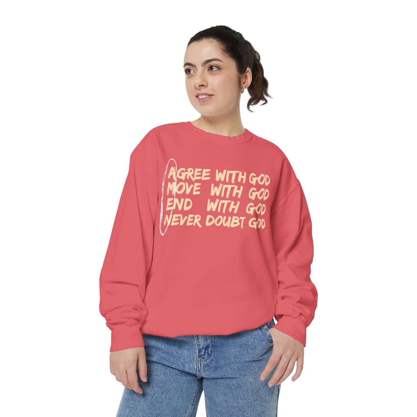 Positive Garment-Dyed Sweatshirt - Inspirational Motivational Jumper Cozy Crewneck