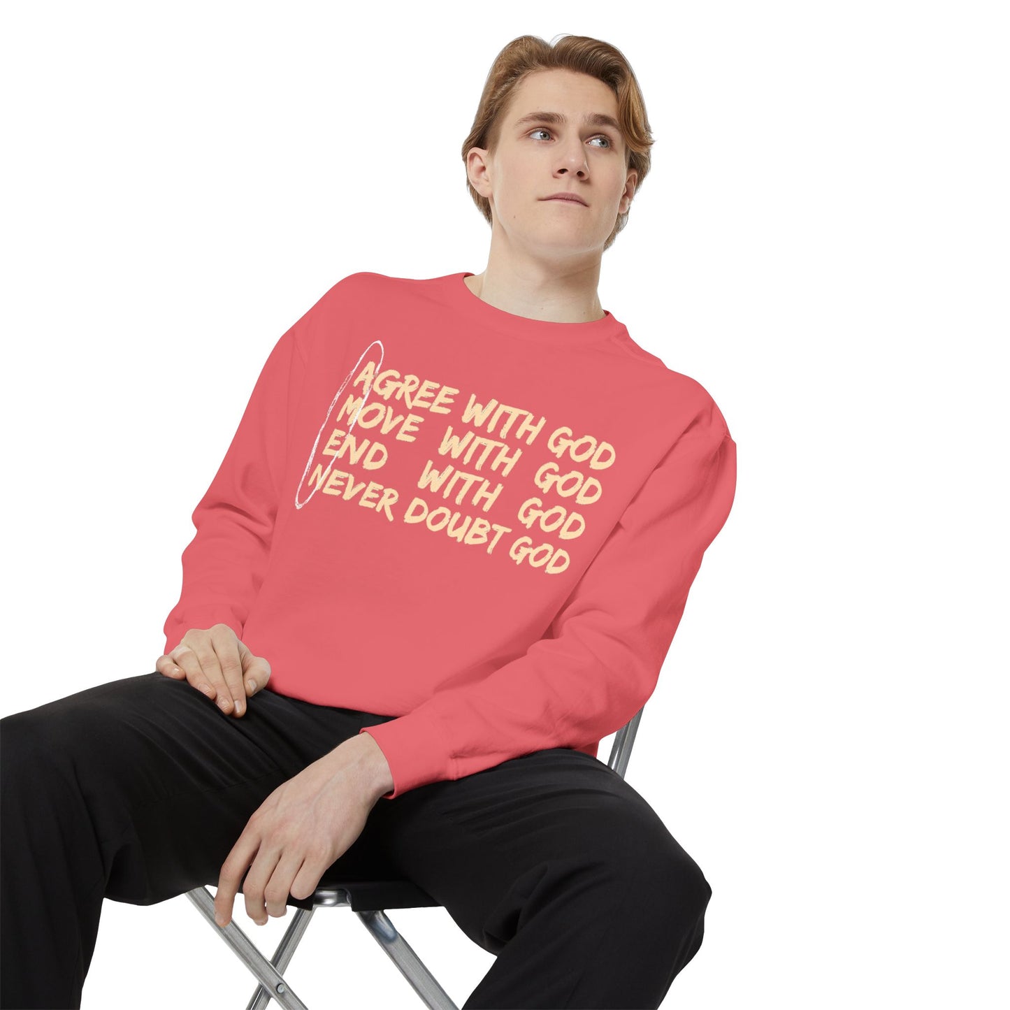 Positive Garment-Dyed Sweatshirt - Inspirational Motivational Jumper Cozy Crewneck