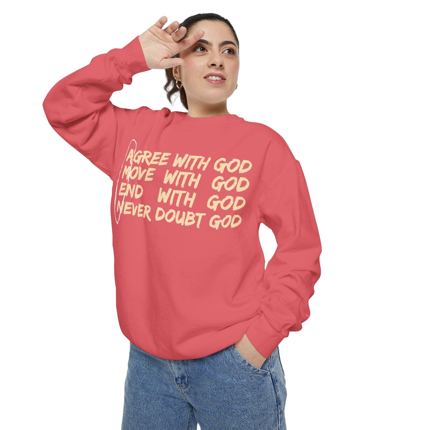 Positive Garment-Dyed Sweatshirt - Inspirational Motivational Jumper Cozy Crewneck
