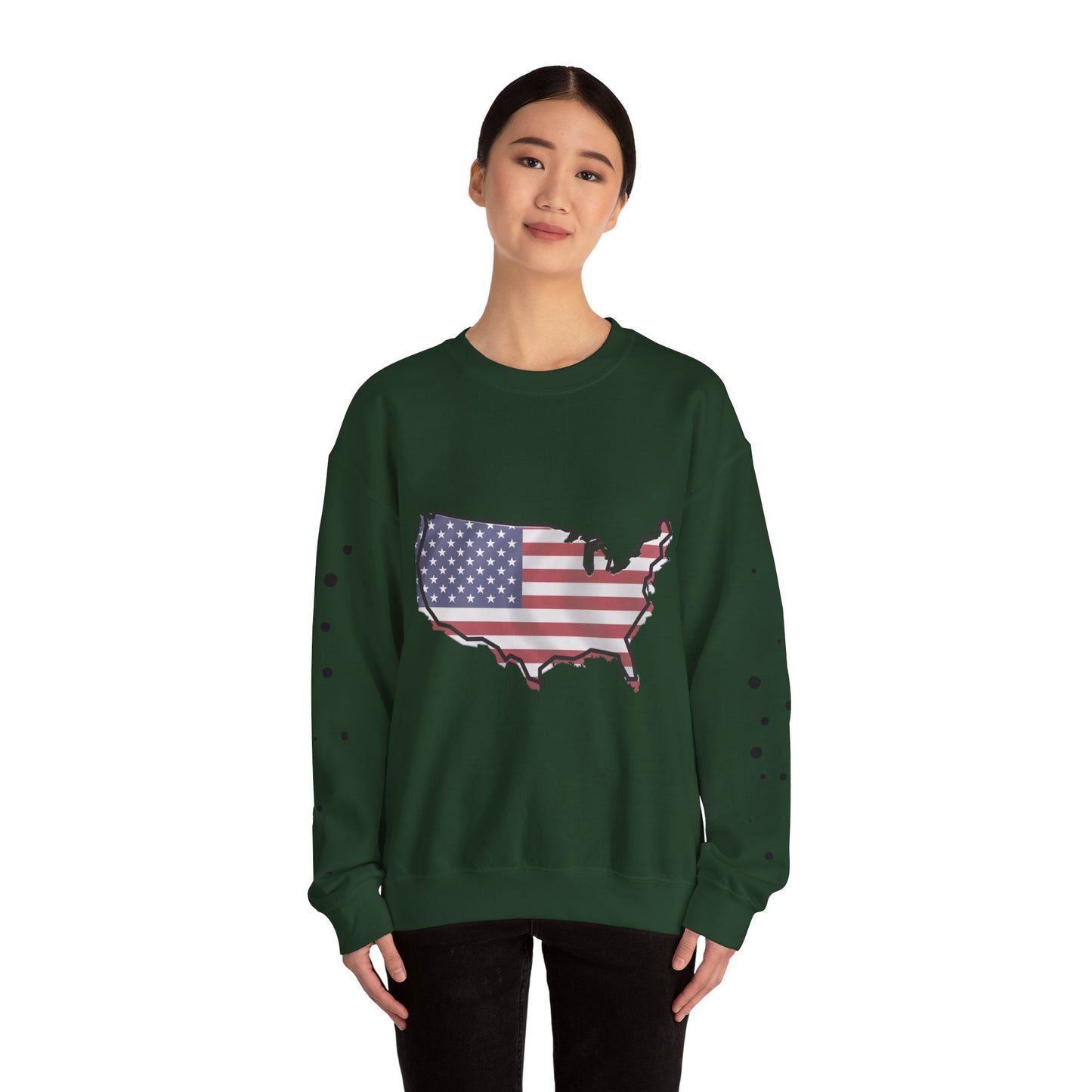Cozy USA Unisex Sweatshirt, Warm Crewneck with American Map, Comfortable Pullover, Soft Cotton Blend Shirt, Oversized Sweater for Men and Women