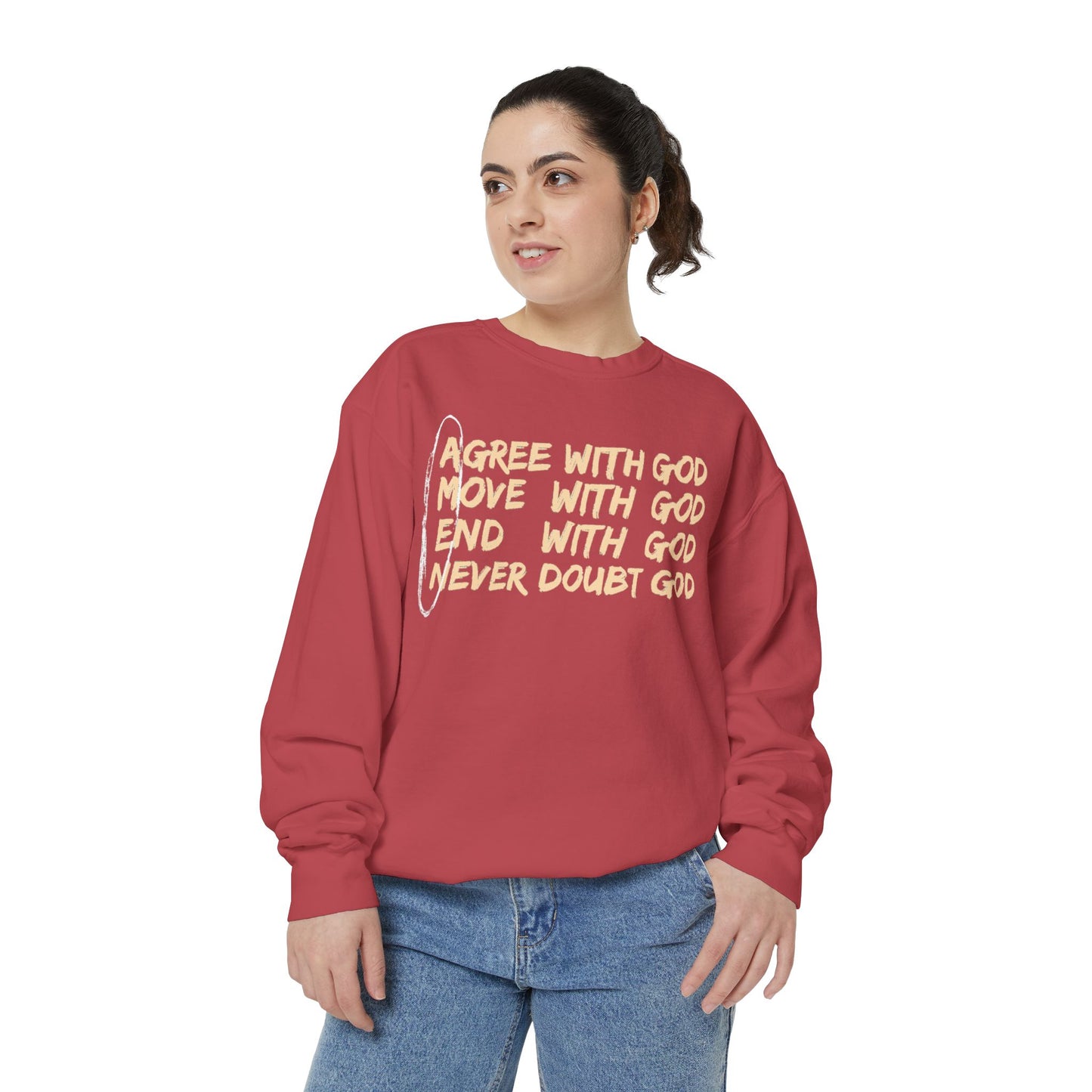 Positive Garment-Dyed Sweatshirt - Inspirational Motivational Jumper Cozy Crewneck
