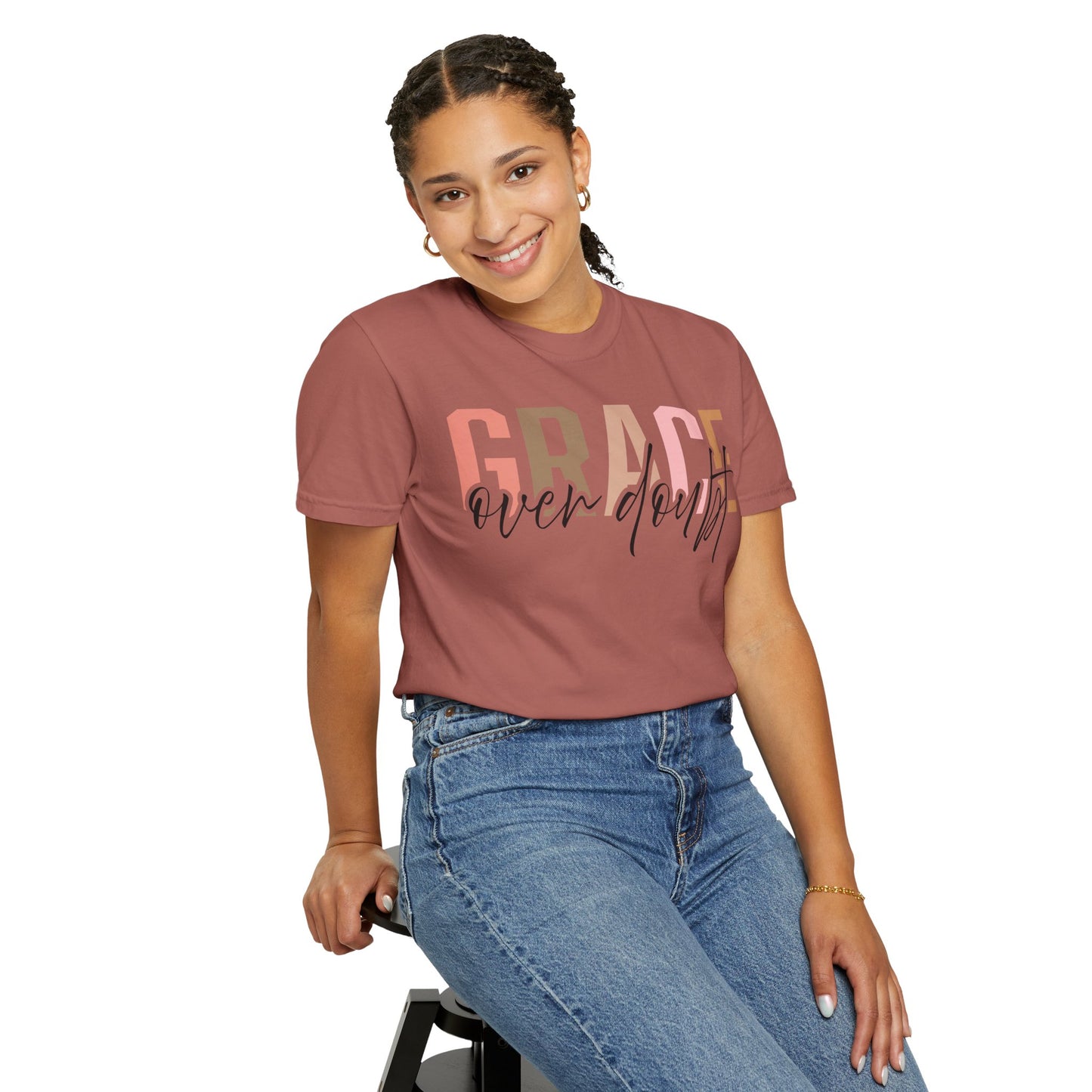 Grace Over Doubt T-Shirt - Unisex Garment-Dyed Tee, Inspirational Quote Shirt