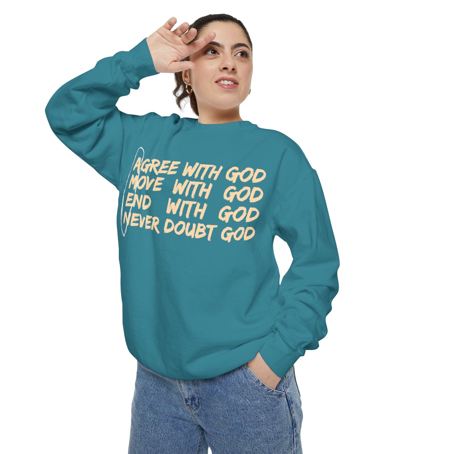 Positive Garment-Dyed Sweatshirt - Inspirational Motivational Jumper Cozy Crewneck