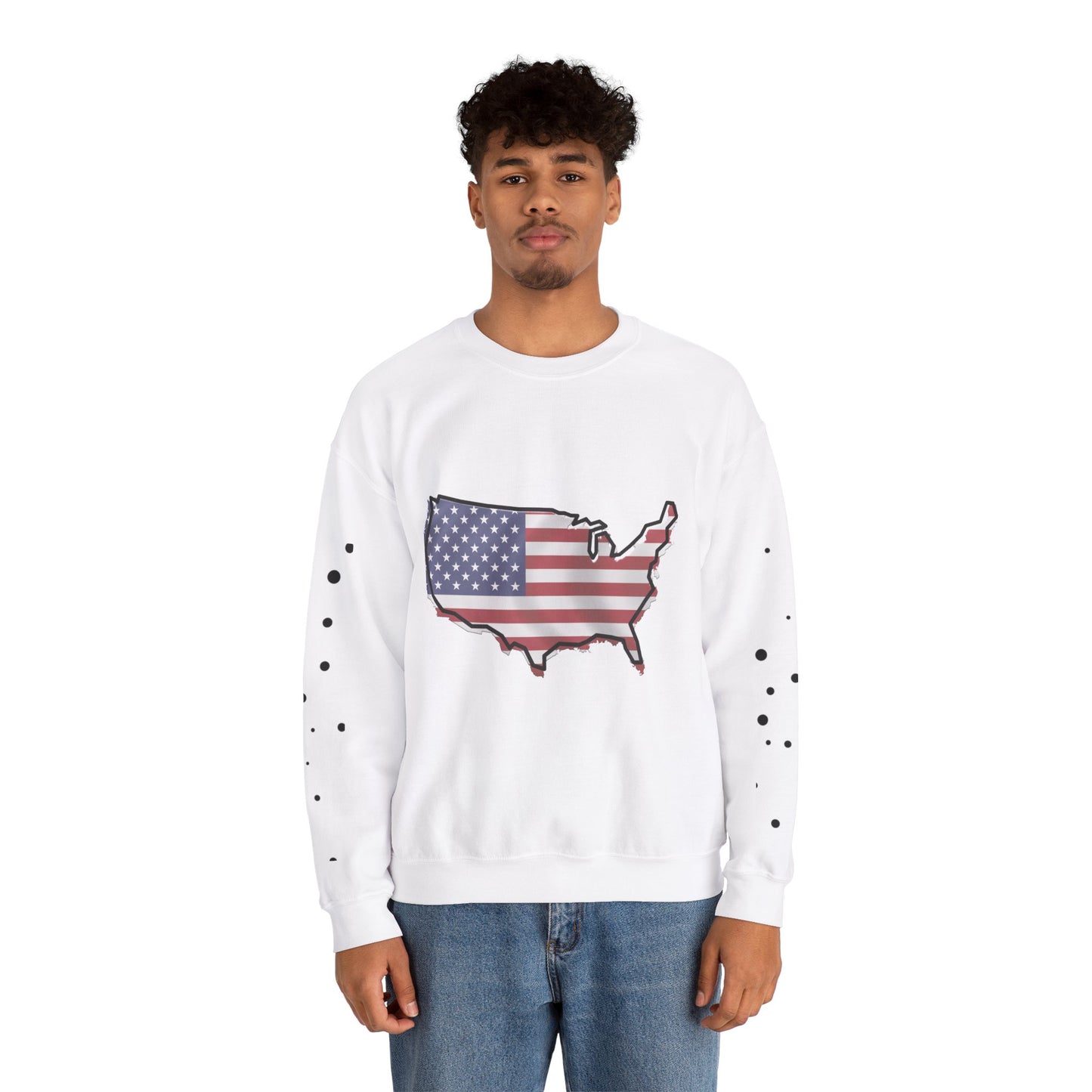 Cozy USA Unisex Sweatshirt, Warm Crewneck with American Map, Comfortable Pullover, Soft Cotton Blend Shirt, Oversized Sweater for Men and Women