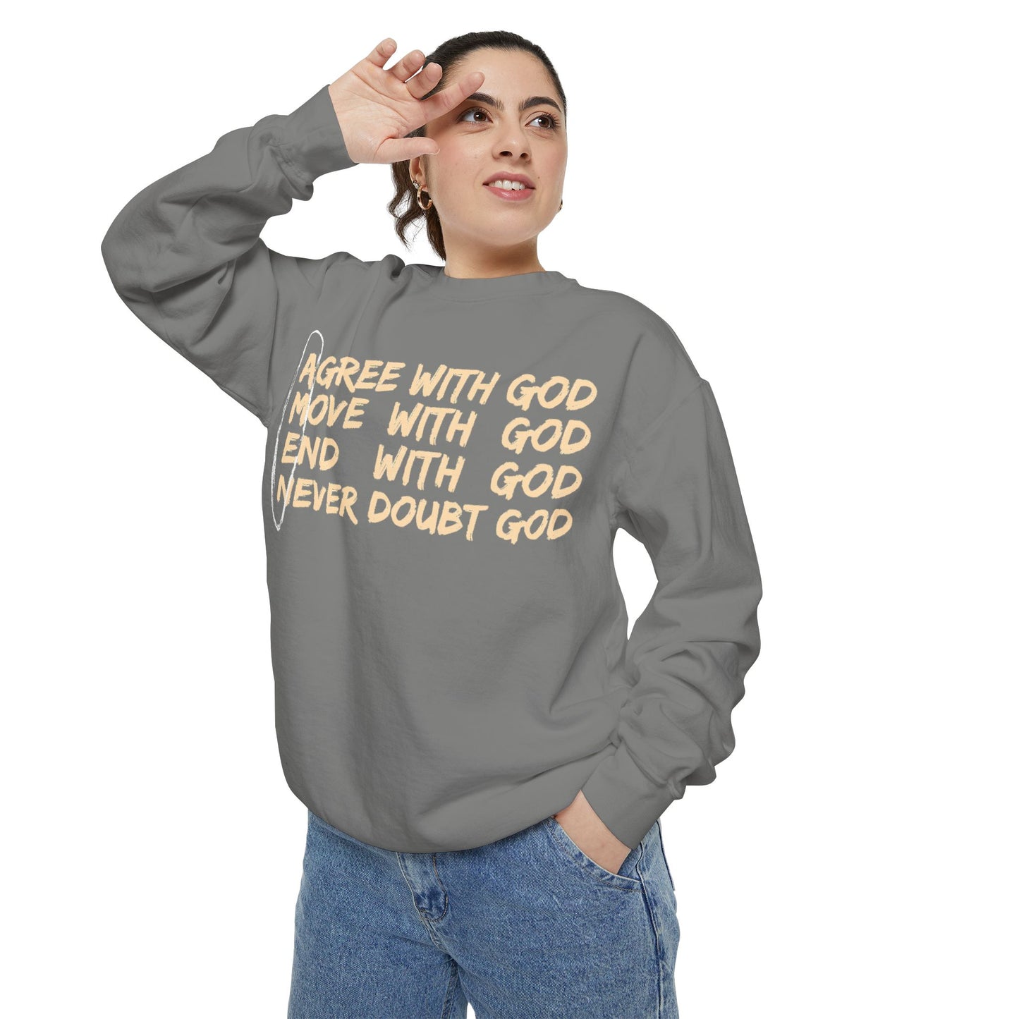 Positive Garment-Dyed Sweatshirt - Inspirational Motivational Jumper Cozy Crewneck