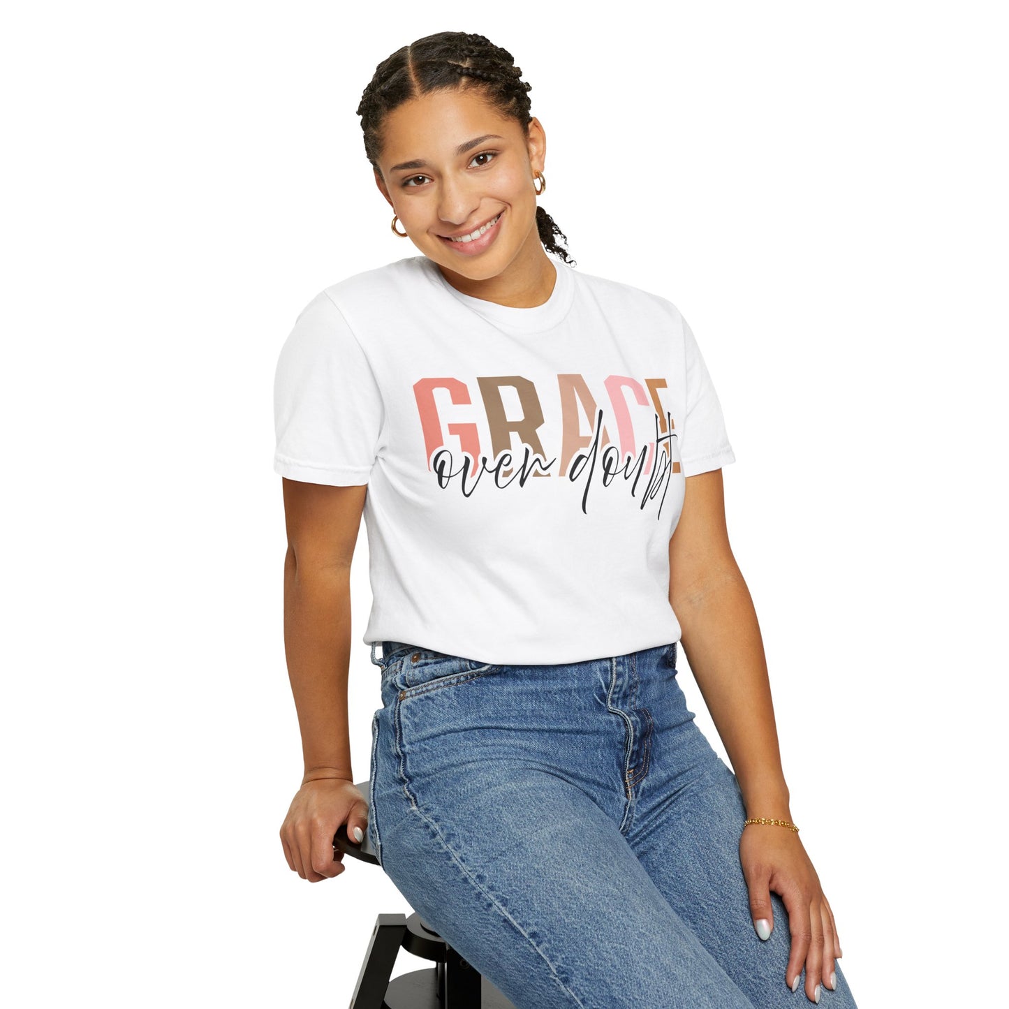 Grace Over Doubt T-Shirt - Unisex Garment-Dyed Tee, Inspirational Quote Shirt