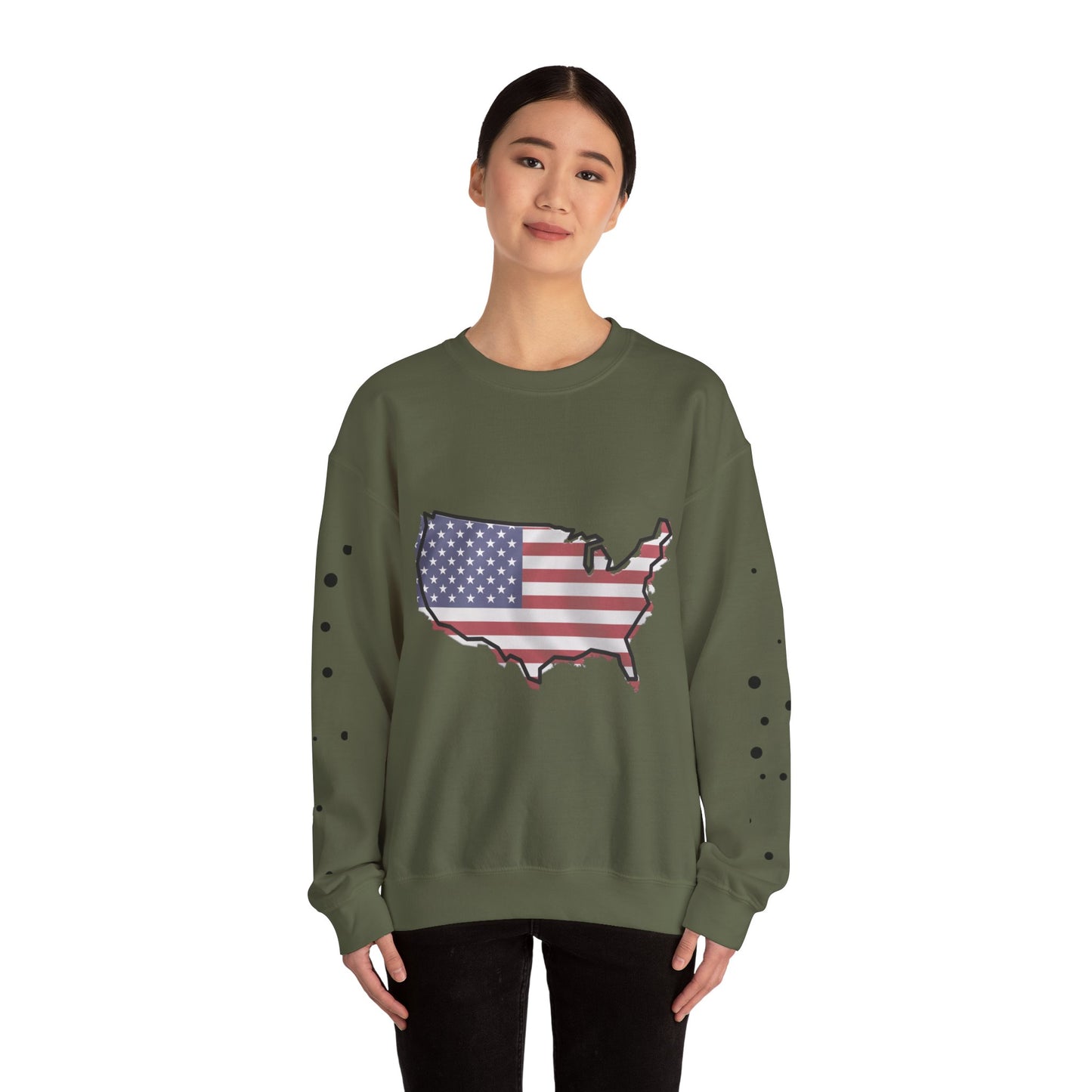 Cozy USA Unisex Sweatshirt, Warm Crewneck with American Map, Comfortable Pullover, Soft Cotton Blend Shirt, Oversized Sweater for Men and Women