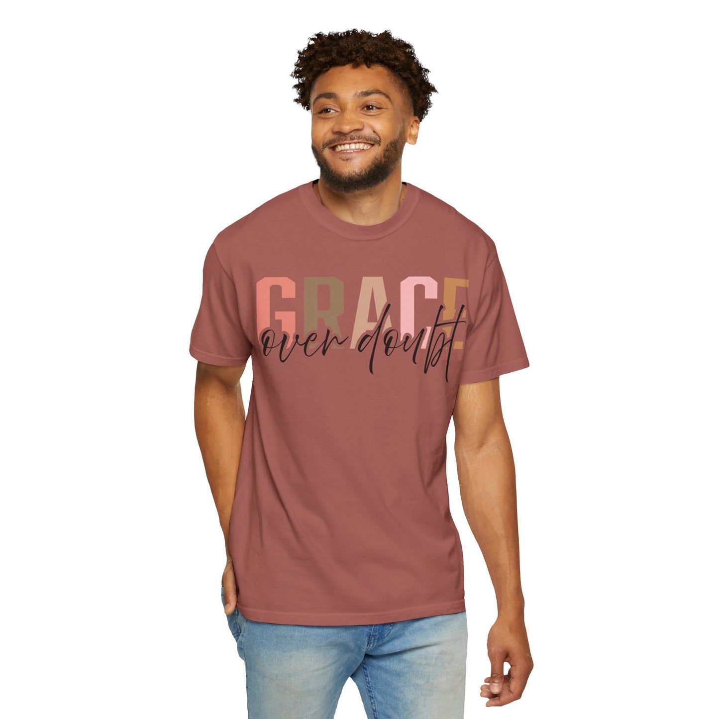 Grace Over Doubt T-Shirt - Unisex Garment-Dyed Tee, Inspirational Quote Shirt