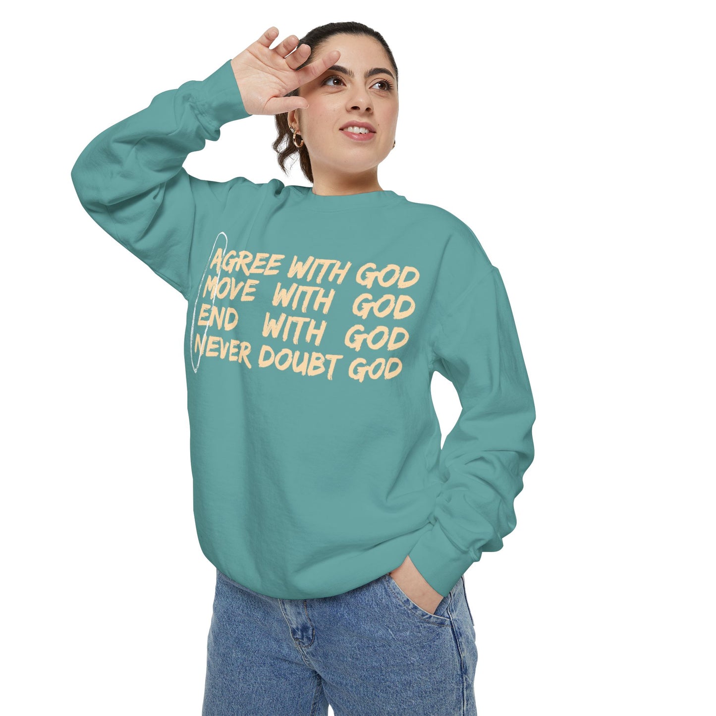 Positive Garment-Dyed Sweatshirt - Inspirational Motivational Jumper Cozy Crewneck