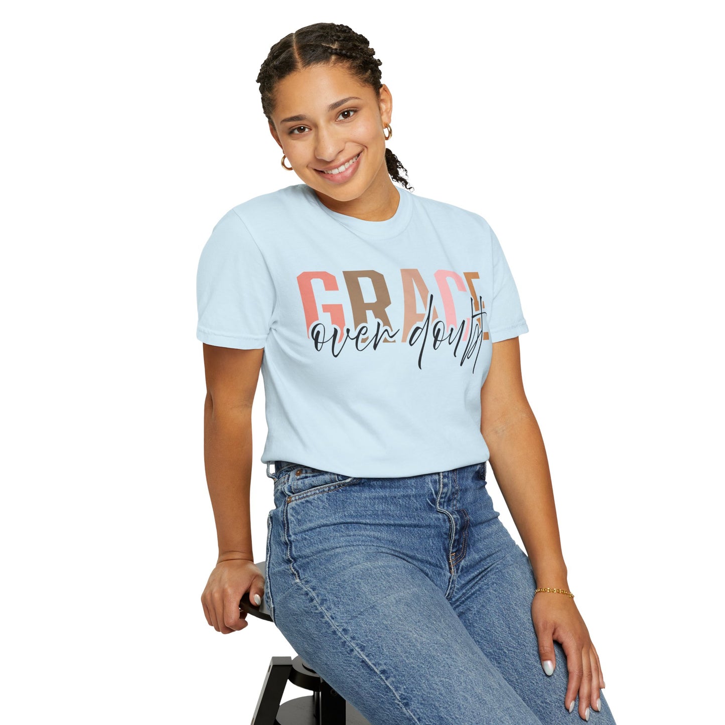Grace Over Doubt T-Shirt - Unisex Garment-Dyed Tee, Inspirational Quote Shirt