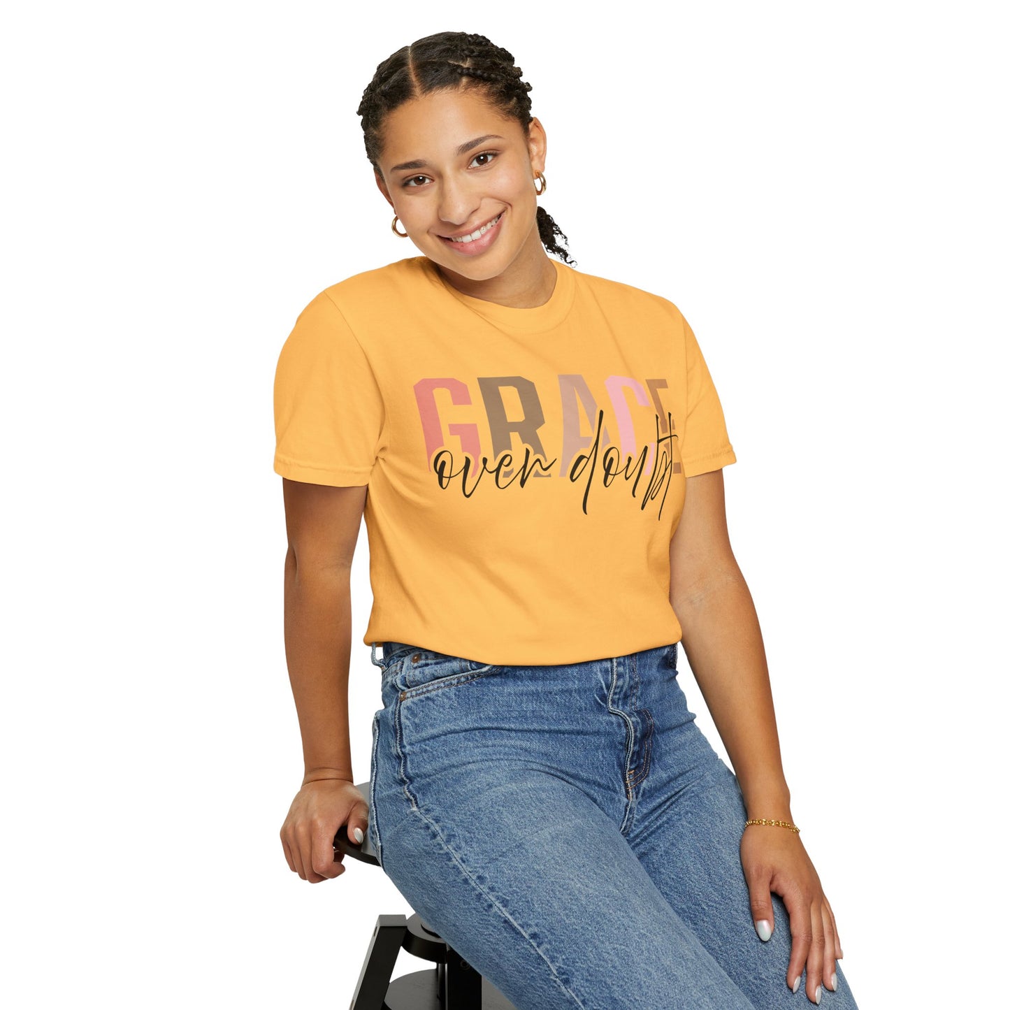 Grace Over Doubt T-Shirt - Unisex Garment-Dyed Tee, Inspirational Quote Shirt