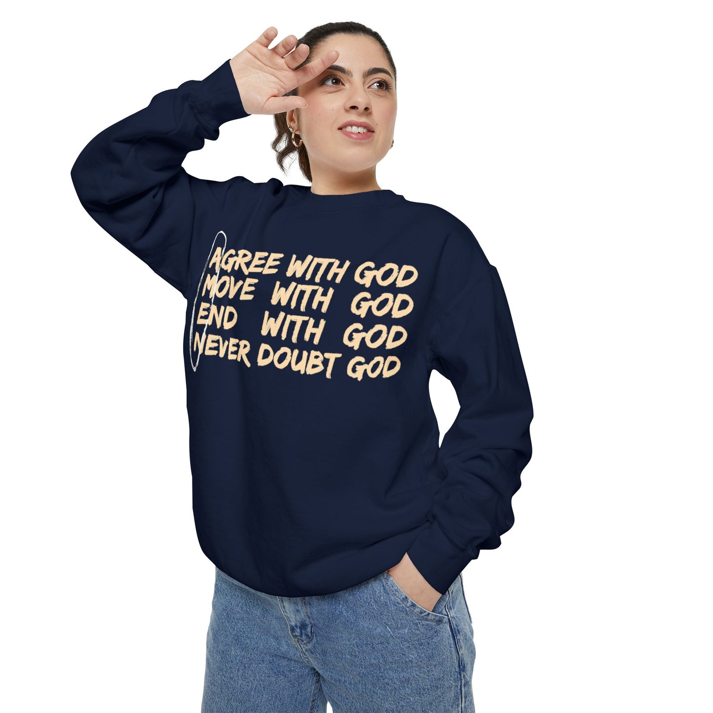 Positive Garment-Dyed Sweatshirt - Inspirational Motivational Jumper Cozy Crewneck