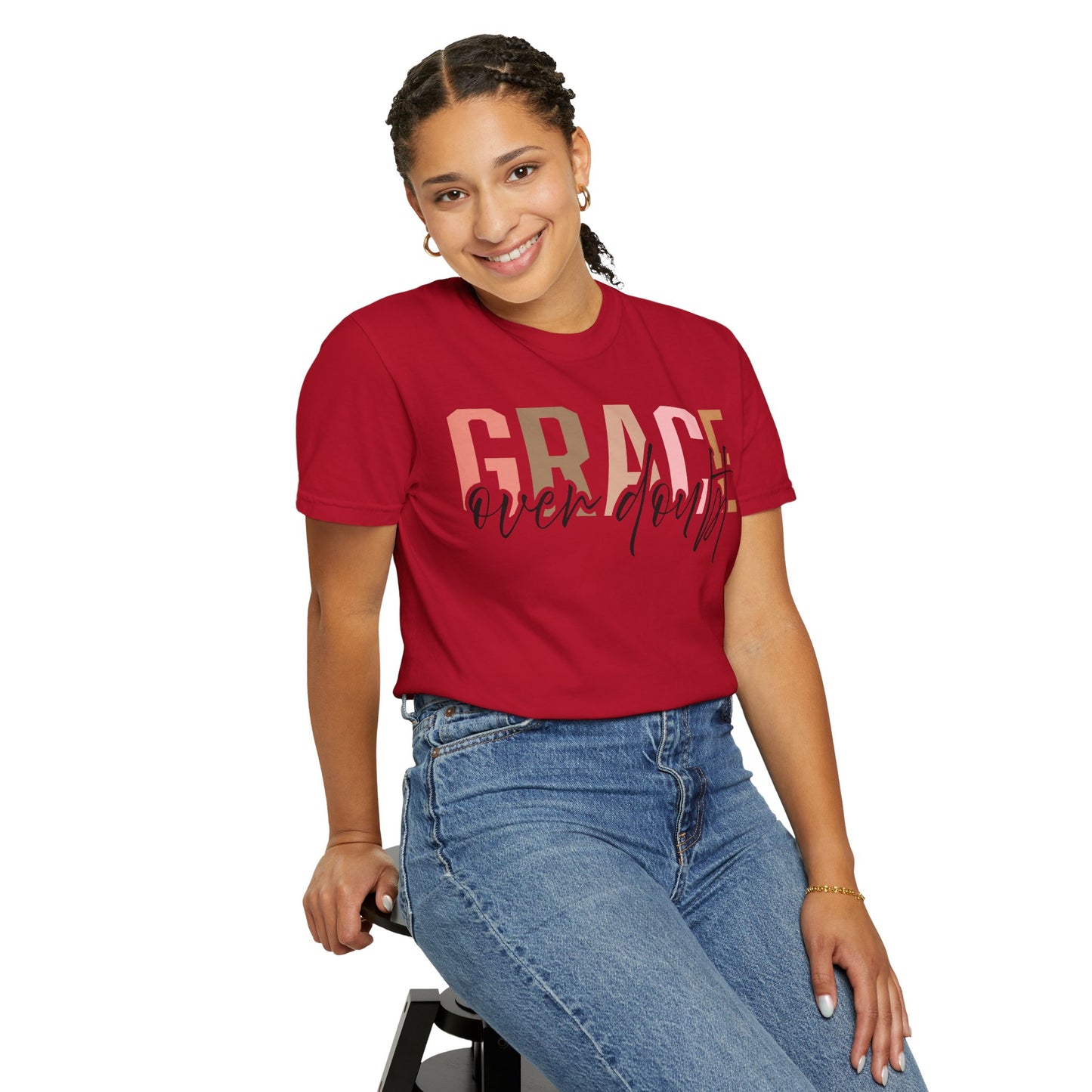 Grace Over Doubt T-Shirt - Unisex Garment-Dyed Tee, Inspirational Quote Shirt